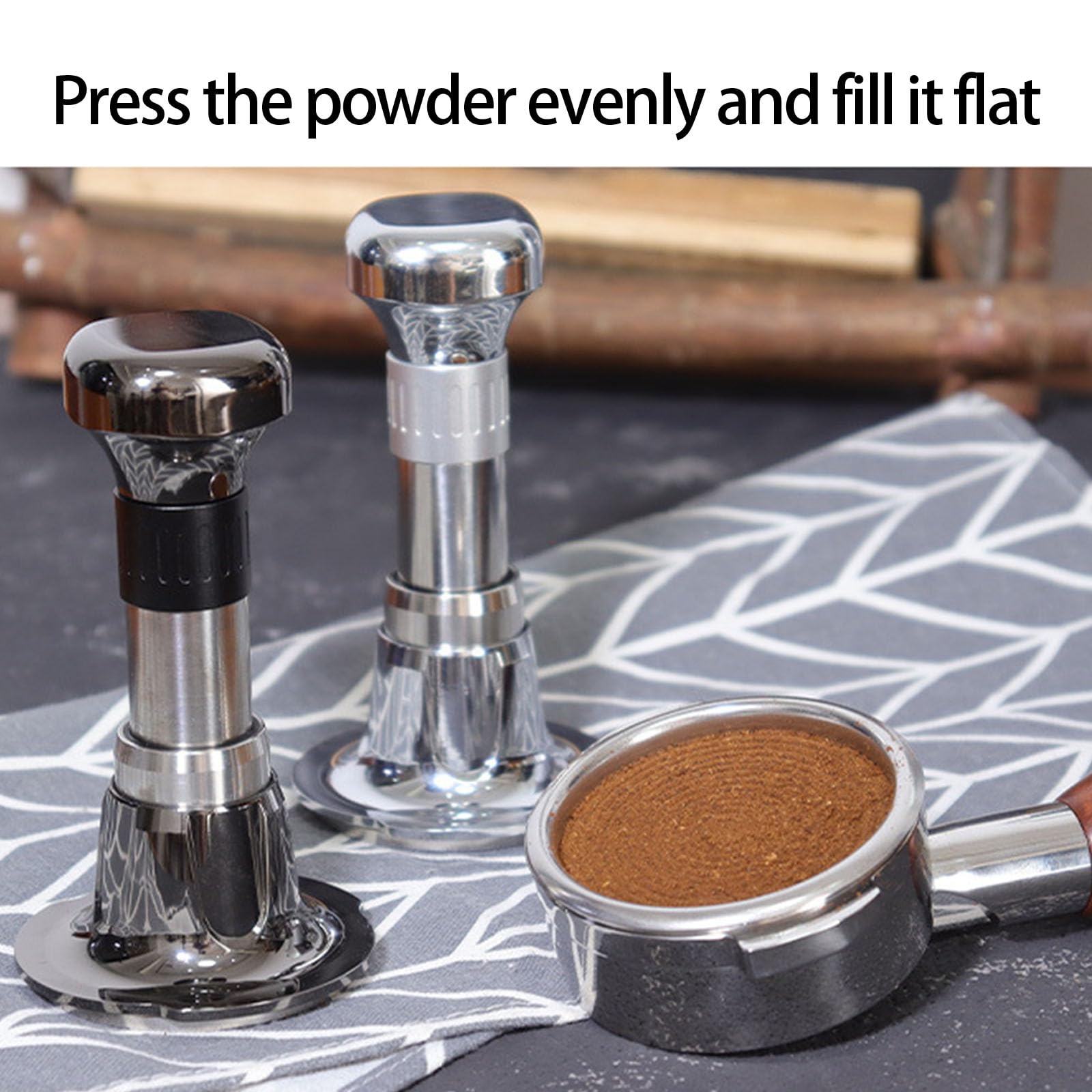 Kaffee Stampfer mit konstantem Druck, Edelstahl, federbelastetes Espresso Werkzeug, ergonomischer für Baristas, verwenden Sie Kaffeezubehör mit ergonomischem