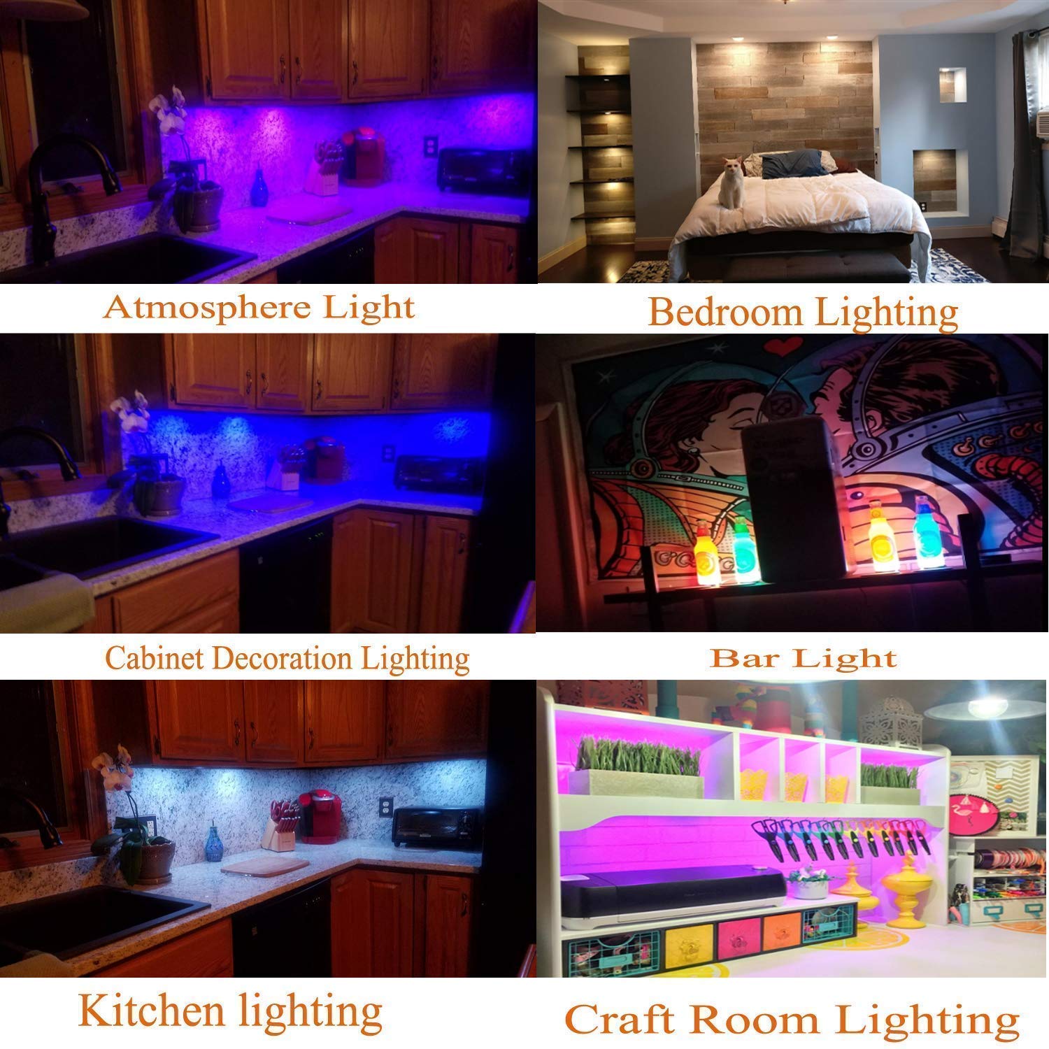 AIBOO RGB LED Lampe Sous Meuble Cuisine avec Télécommande RF Sans Fil, Ultra Slim Encastré 12V 12W, Paquet de 6