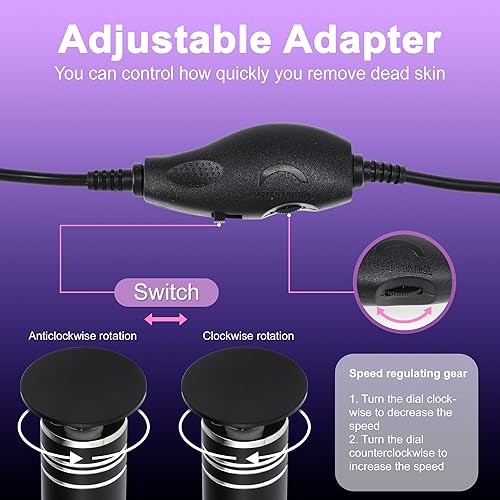 Miniatura 5 de VOCOSTE Removedor eléctrico de callos de 1200RPM para pies, 2 discos de molienda reemplazables, 60 discos de papel de lija, 1 calcetín hidratante