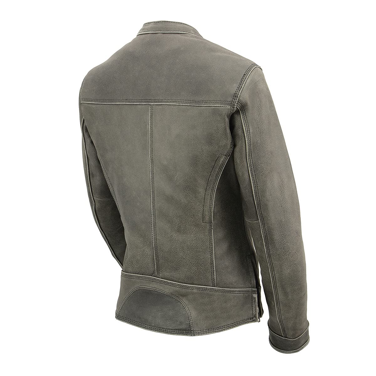 Milwaukee Leather MLL2550 Womens Scooter Distressed Grey Leather Motorcycle Riding Vented Jacket — view 7