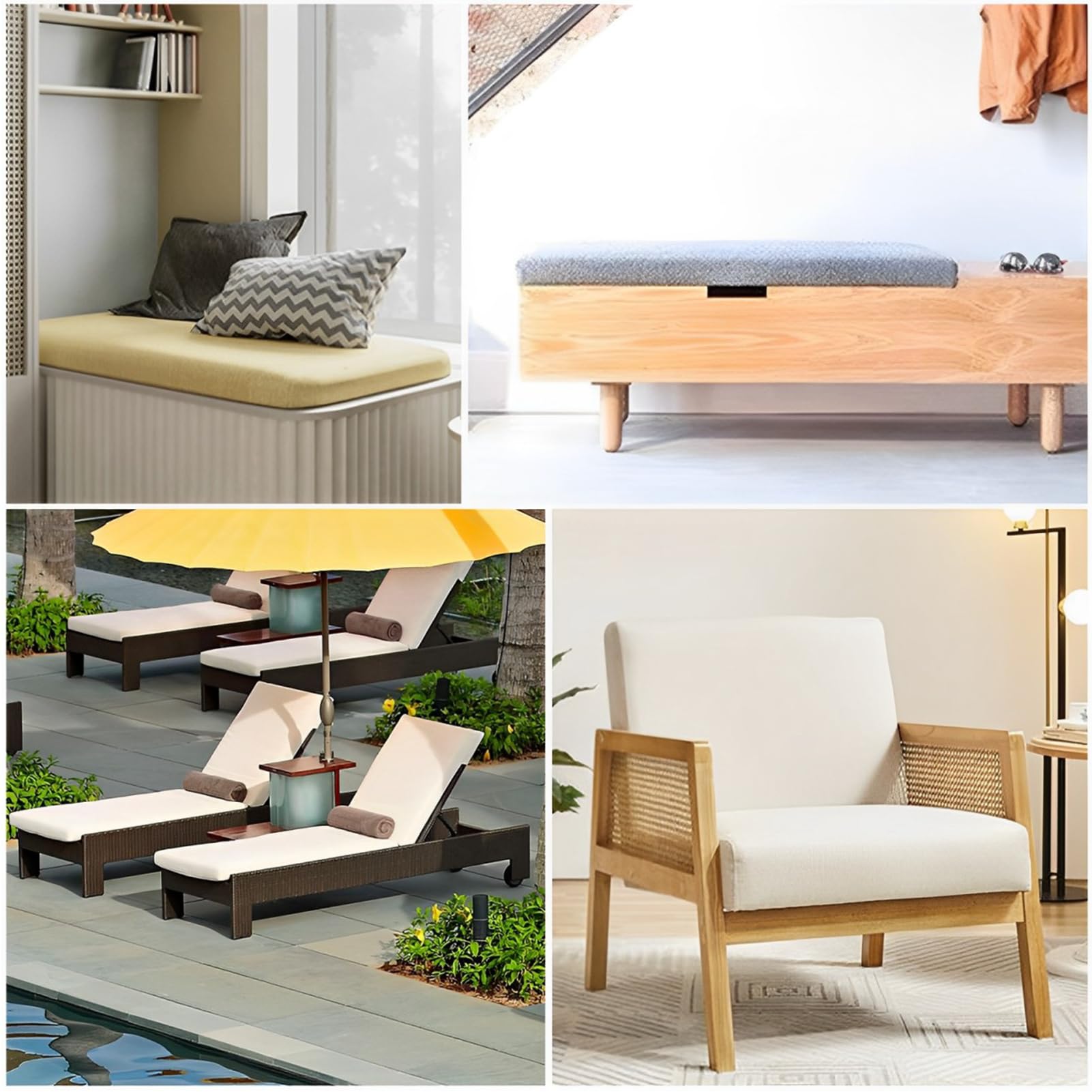 Coussin de banc personnalisé, coussin de banc de taille personnalisée avec fond antidérapant, coussin de siège de baie vitrée pour intérieur, coussins de banc de jardin et terrasse pour mobilier