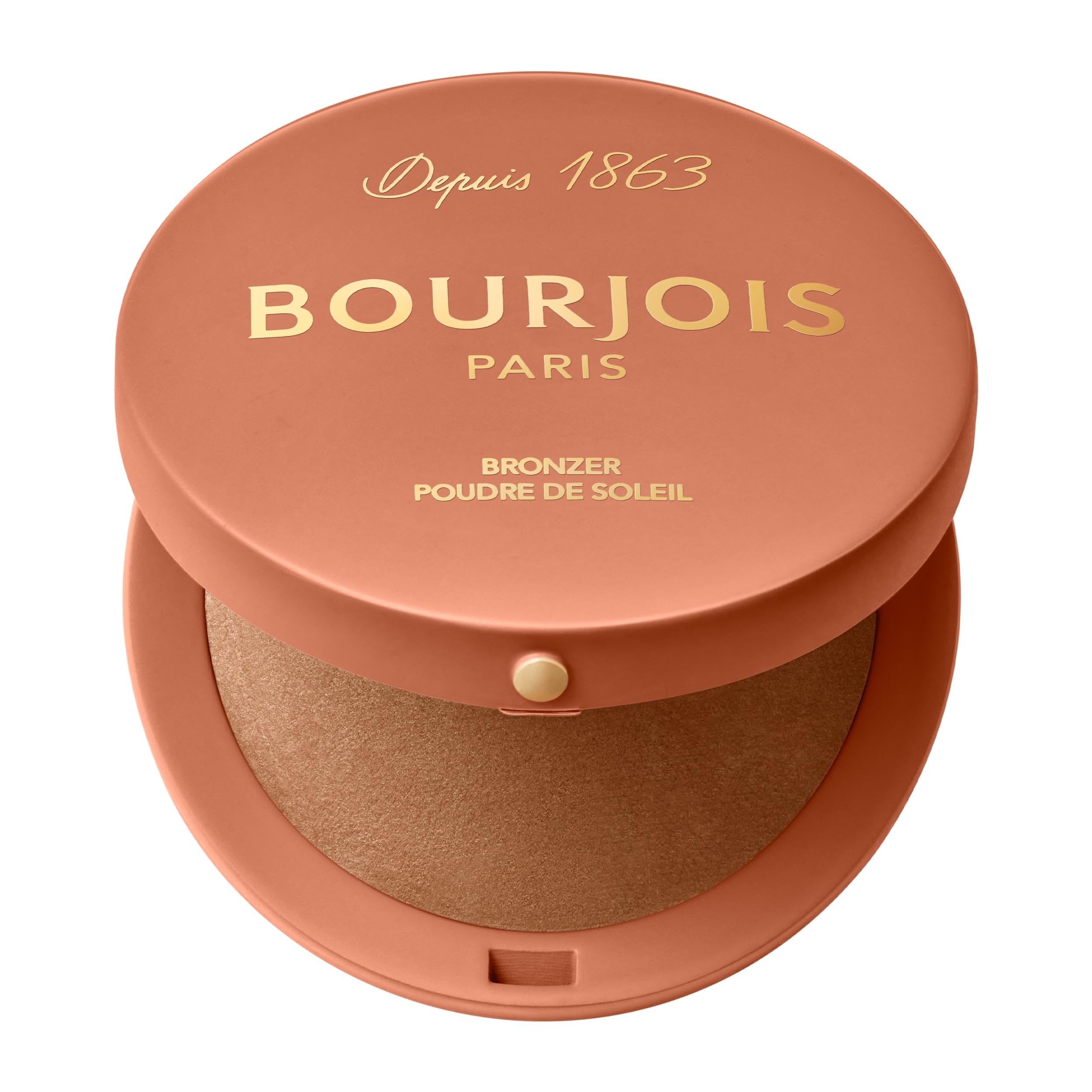 Bourjois Maxi Box Round Sun Powder, 002 Medium, Soft Matte Finish, Vegan Formula, Easy Blending Bronzer, Sunkissed Effect and Precise Contour, Long Lasting Holding.