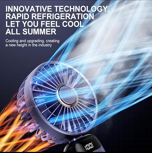Miniatura 3 de Mini ventilador de mano con pantalla LED, mini dispositivo de refrigeración recargable USB con 5 velocidades, enfriador personal plegable para