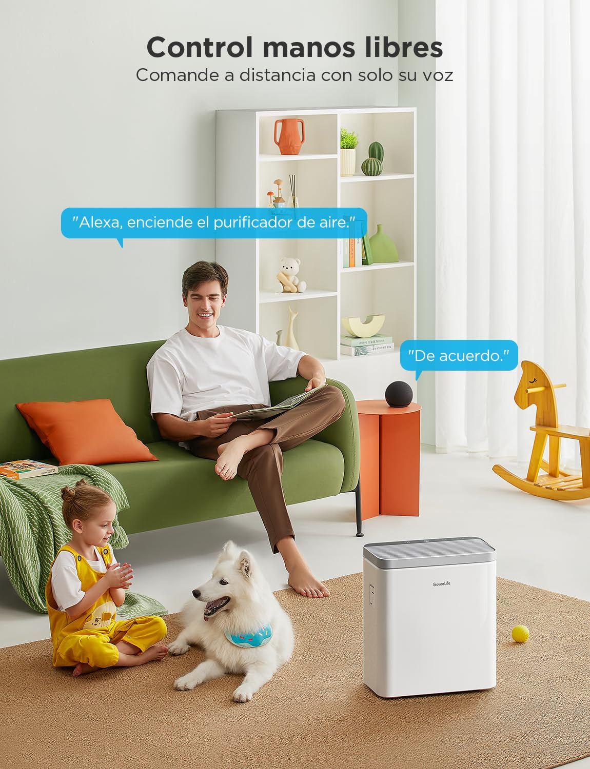 GoveeLife Smart Luftreiniger für große Räume bis 97 m², PM2.5-Monitor, HEPA-Schlafmodus, 3-in-1 Luftreinigungsfilter mit App- und Alexa- Steuerung für Tierhaare, Pollen,Perfekt für Allergiker