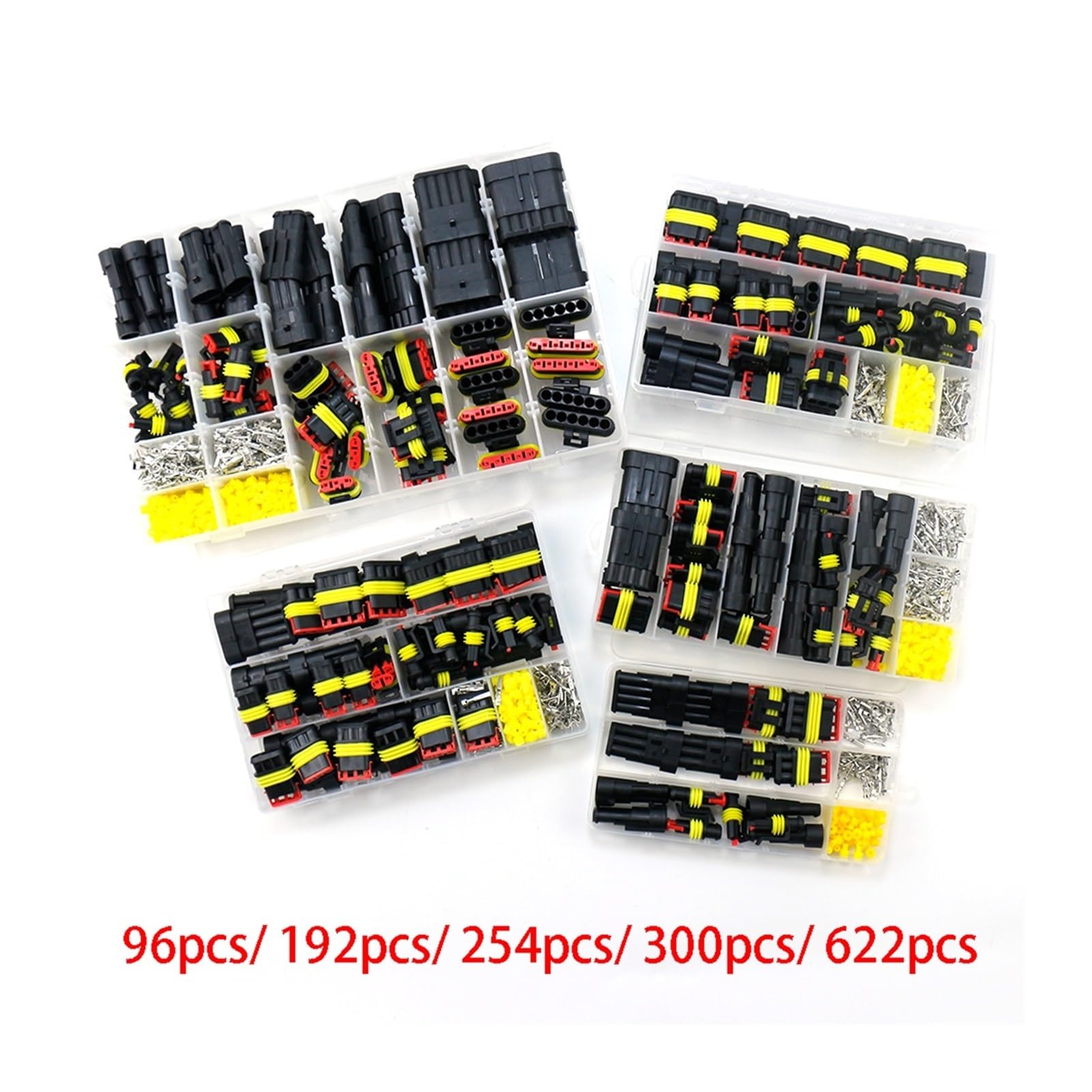 Conectores a Prueba de Agua Kit de Soldadura automotriz Conector rápido Conector rápido eléctrico en cableado de automóvil Socket de Sello automático 1 2 3 4 5 6 Pin Pin (Color : 300pcs 48B)