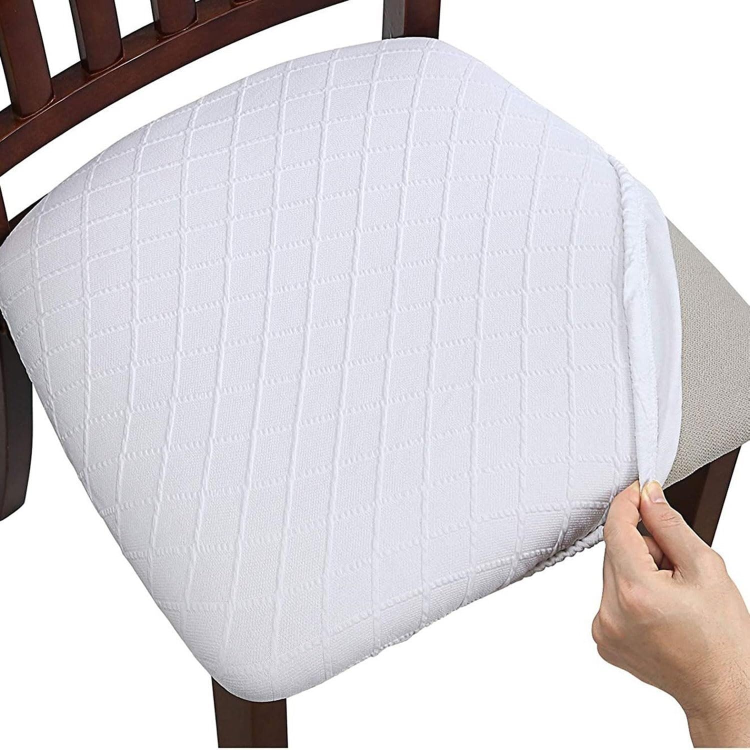 PBTMCD Waterproof Stretch Dining Chair Covers, Anti-Cat Scratch Elastic Slipcovers, For Home, Restaurant, Party(White,1pc)