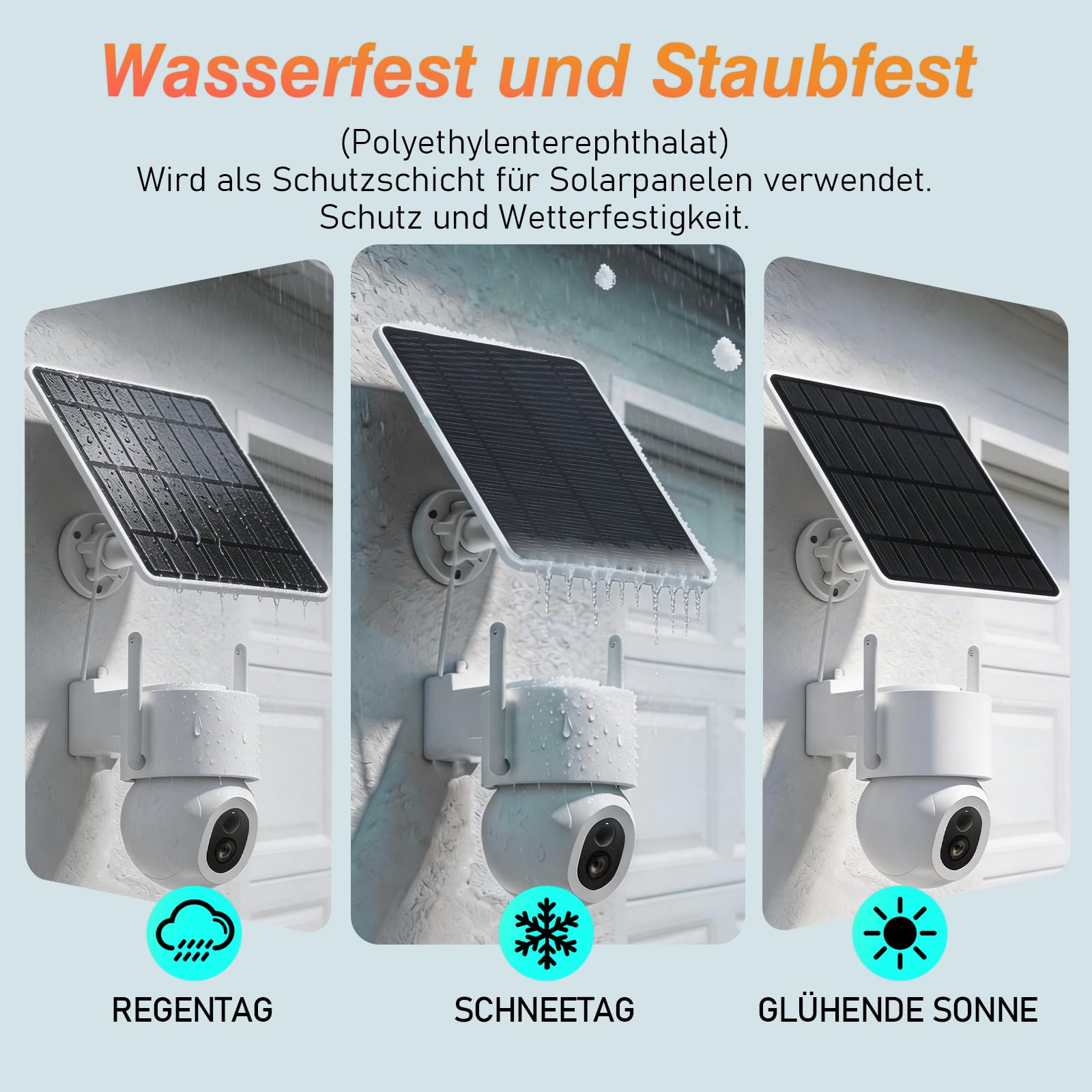 5W Solarpanel für Überwachungskamera Aussen Akku, 5V Solar Panel Kompatibel mit WYZE Battery Cam Pro, Eufy Camera und Arlo Essential/XL Spotlight Camera, Solarmodul mit Micro-USB, DC, USB-C (2 PACK)