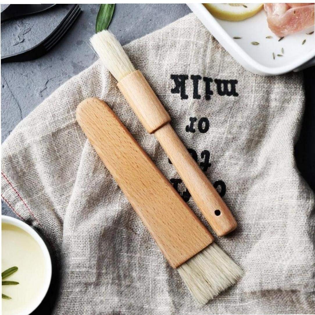 2pcs / Set De Cuisine Huile Brosses Badigeonner Avec Manche En Bois Grill Pinceau À Pâtisserie De