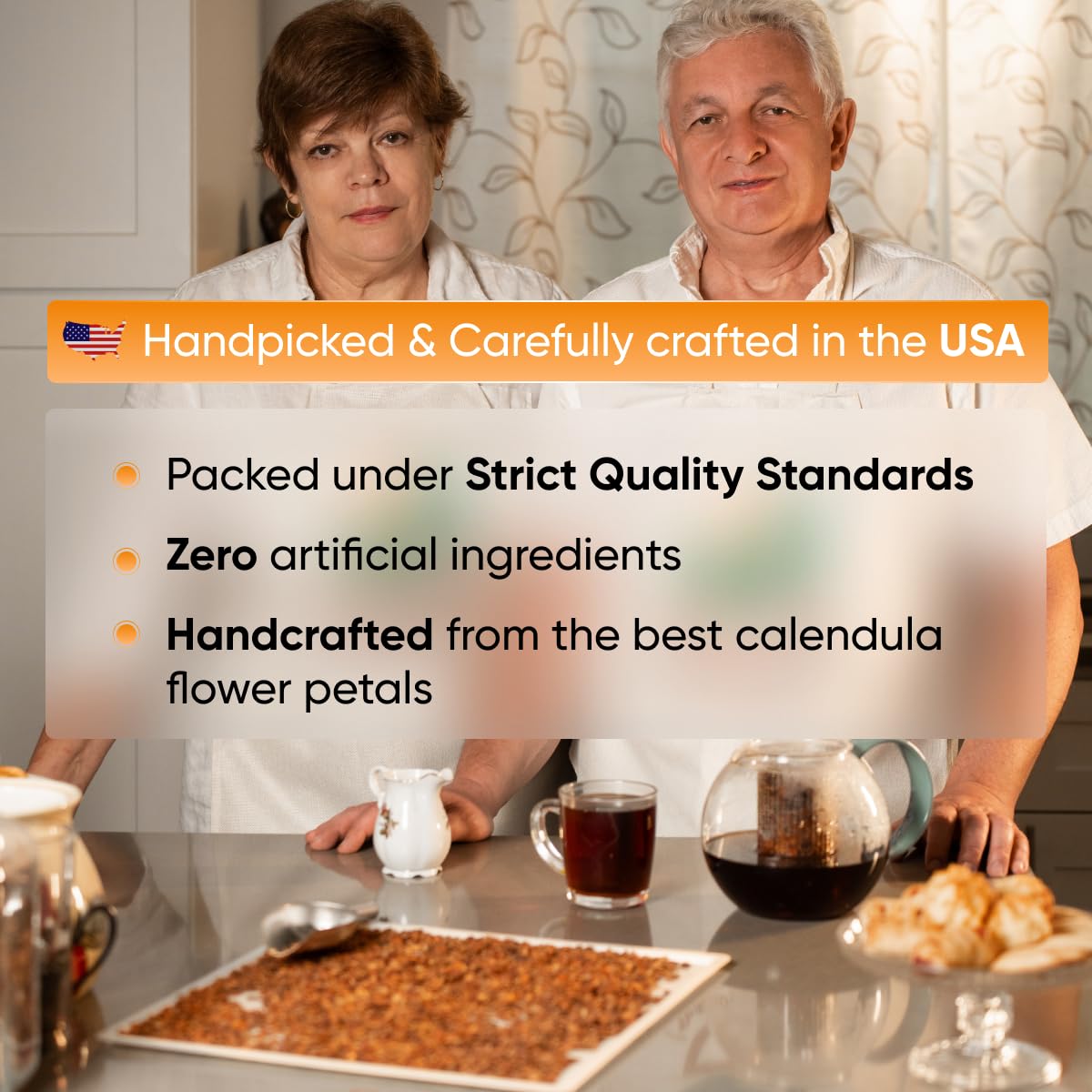 Calendula Loose Tea – 4 oz Size - Marigold & Dried - Calendula Tea Bulk Flowers Gluten-Free and Caffeine-Free Herbal tea for Relaxation, Wallness, From Real Flowers with Smooth Taste - Image 4