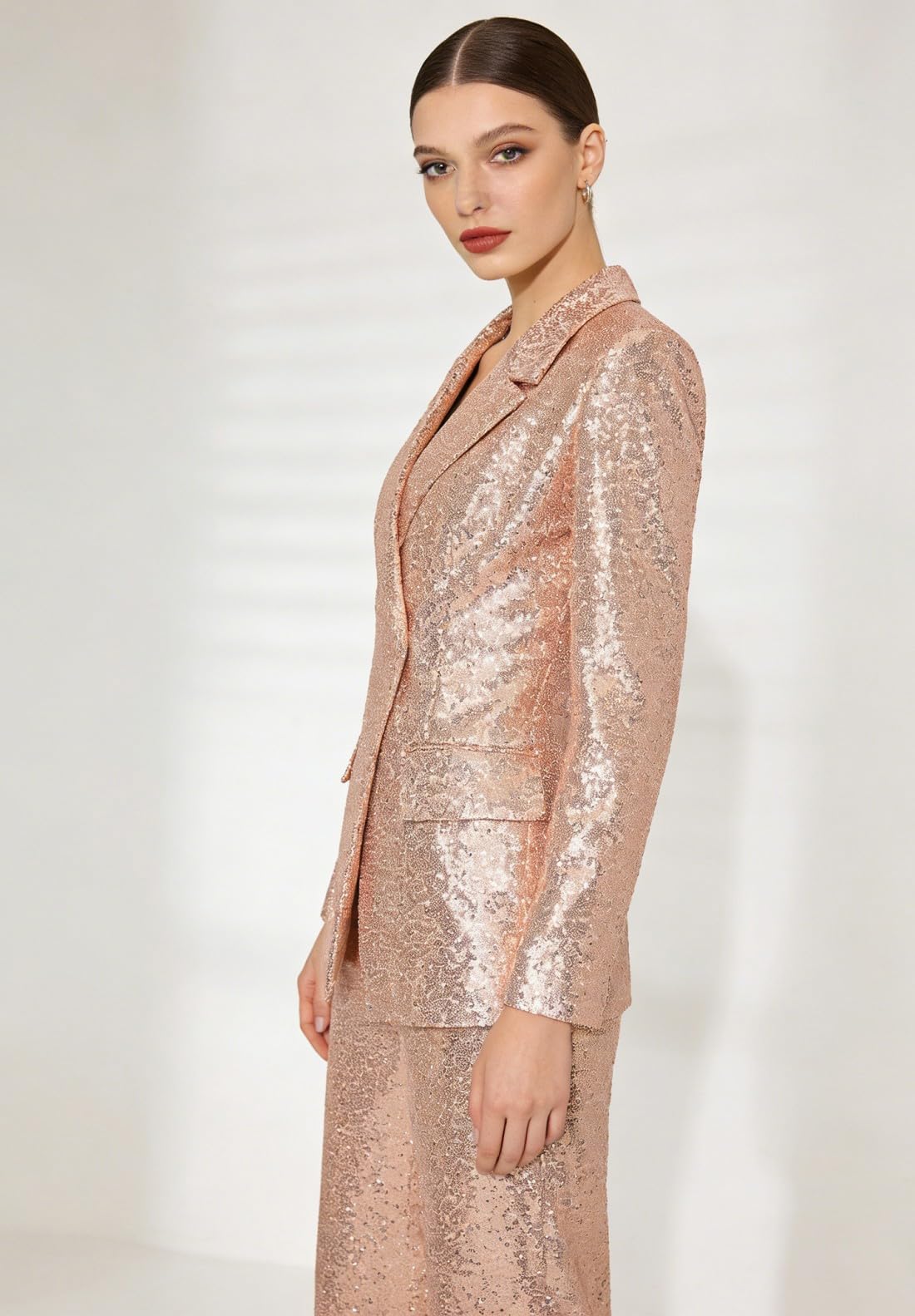 Pailletten-Anzug-Set für Damen, glitzernd, Hochzeitsanzug, Blazer, Hose, Smoking, Partykleidung