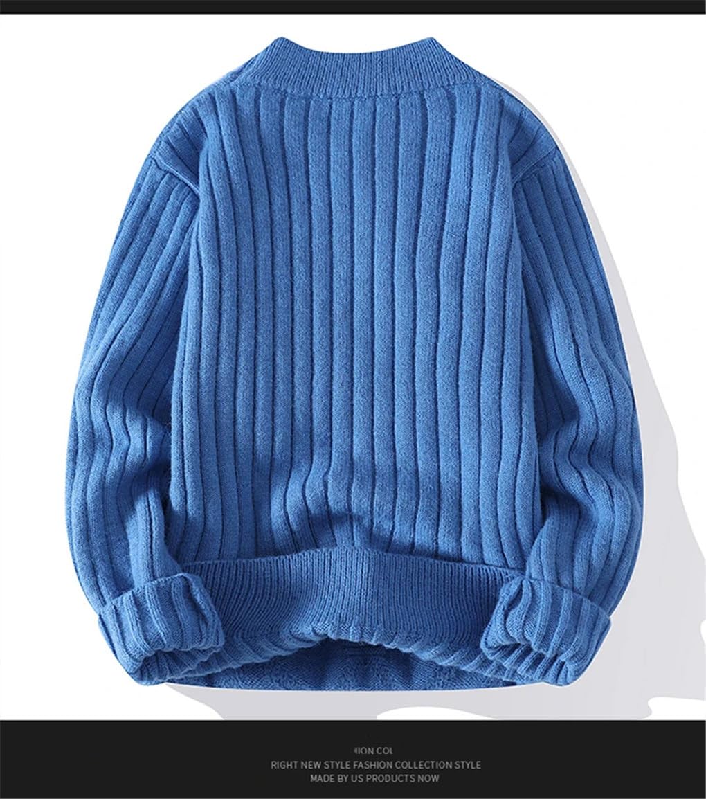 Jerseys Gruesos Y Cálidos para Hombre Suéter De Medio Cuello Alto Tejido con Cuello Redondo para Otoño E Invierno
