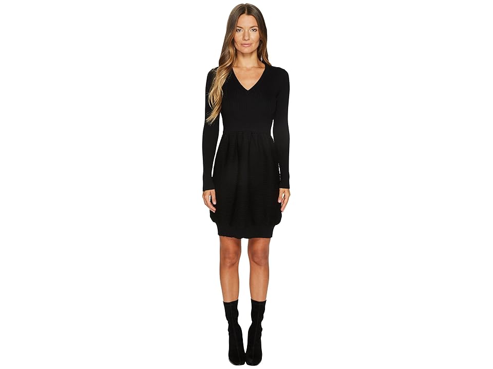

Boutique Moschino Knit Long Sleeve Dress (Black) Women's Dress