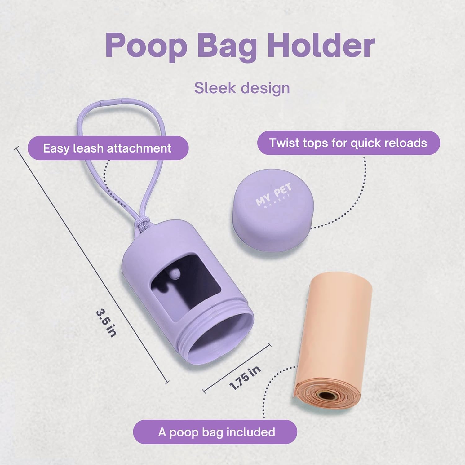 No Pull Dog Harness and Leash Set 3-in-1, Adjustable Anti Pull Dog Puppy Harness with Hands-Free Matching Leash and Poop Bag Holder, Easy Walk Dog Harness Medium, small Sized Dog (Lilac)