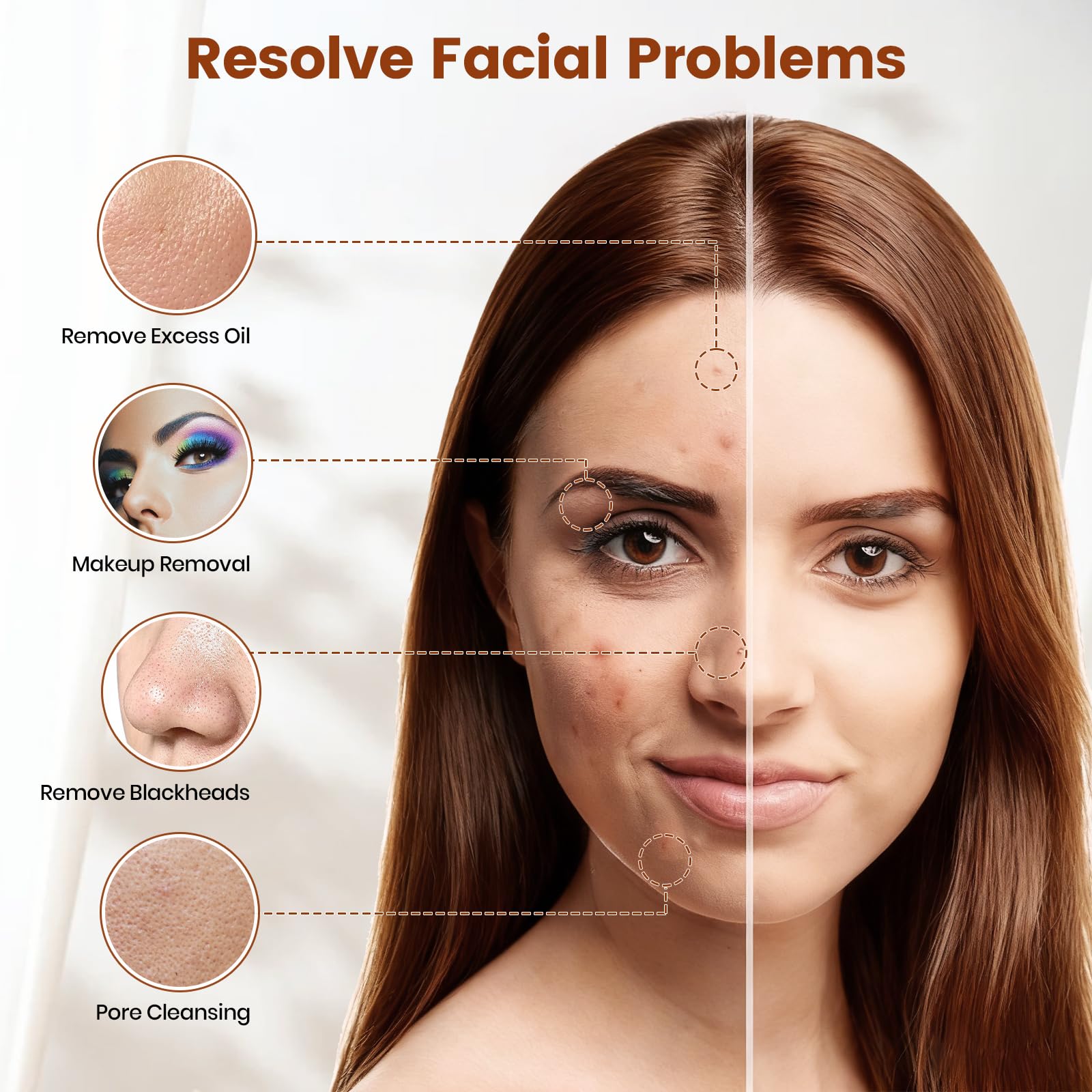 Cepillo de limpieza facial, limpiador facial eléctrico con 2 direcciones de rotación, cepillos faciales 3 en 1 para limpieza y exfoliación, 3 velocidades ajustables, cepillo de lavado facial