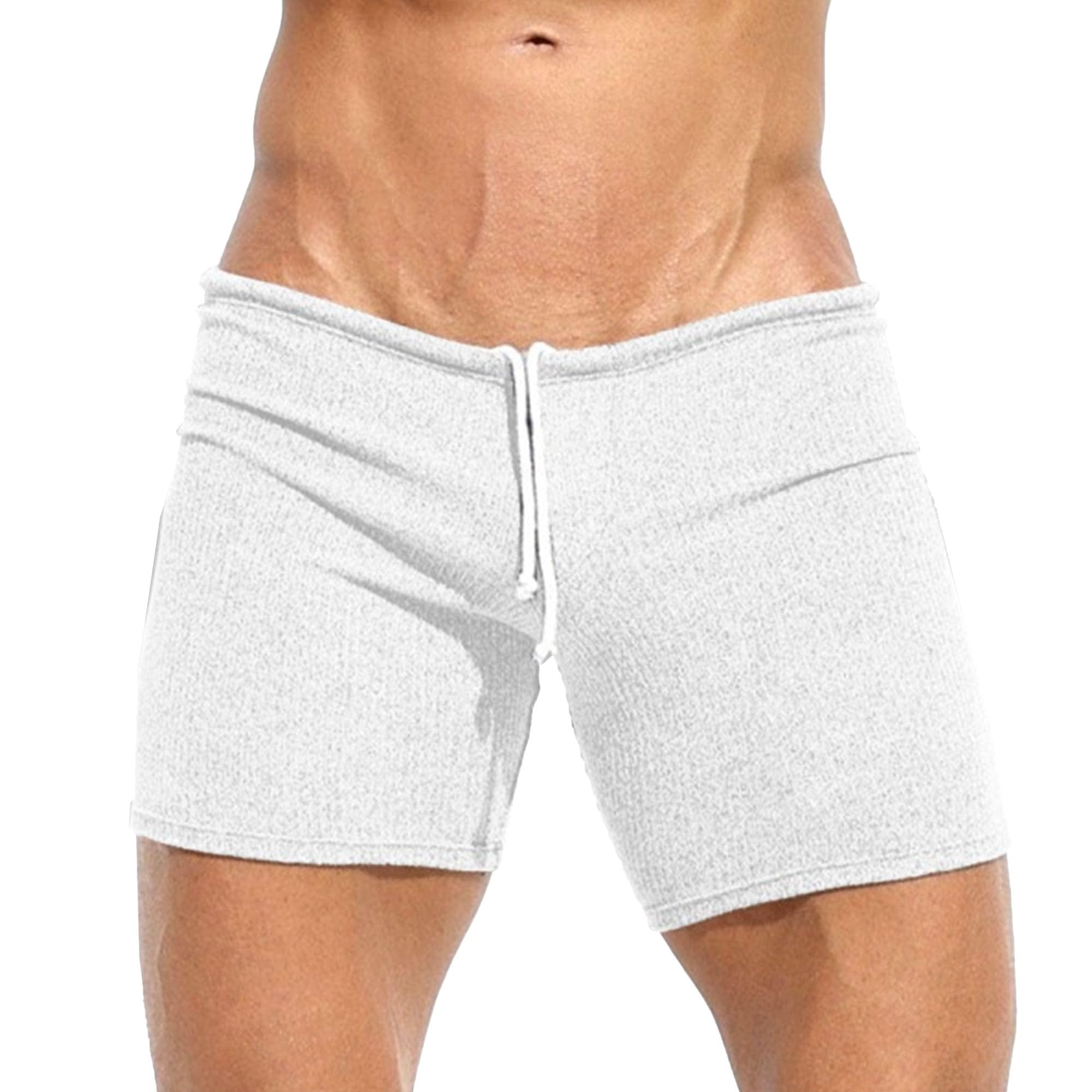 Mens 3 Inch Knit Running Gym Training Bodybuilding Shorts 3 Inch Drawstring Short Breathable Cotton Sports Shorts