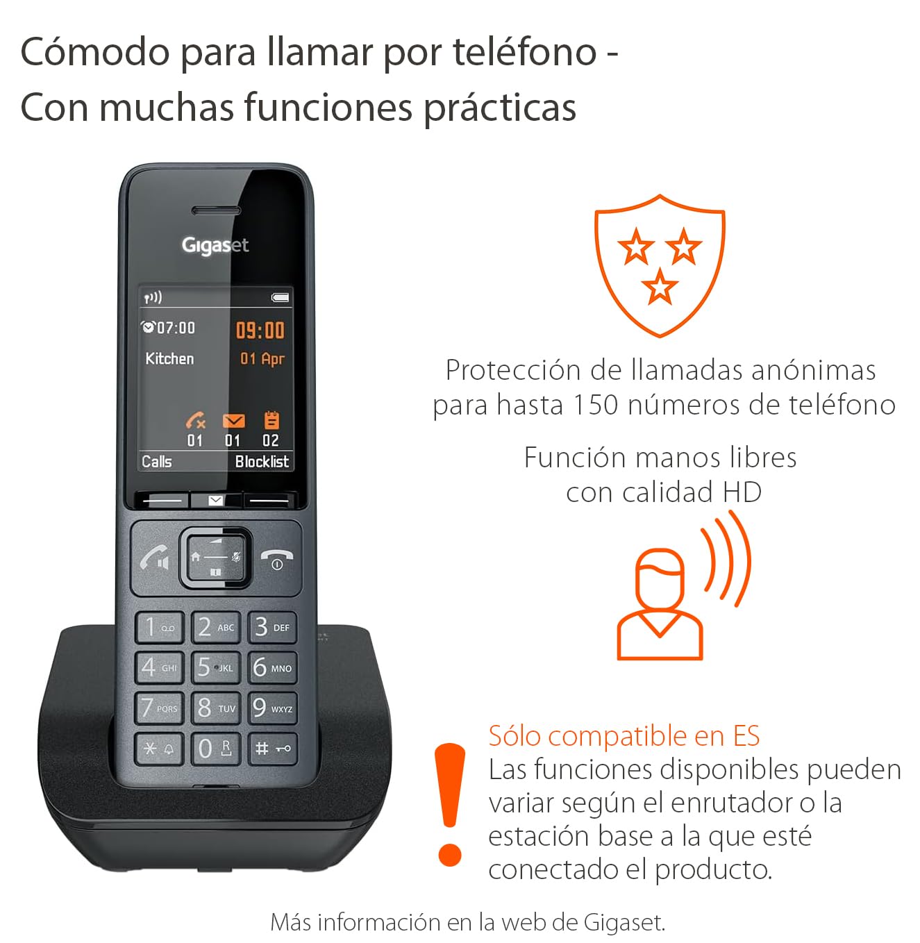 Gigaset COMFORT 520 - Teléfono DECT Inalámbrico - Diseño Elegante - Calidad de Audio Brillante - Agenda Extra Grande, Negro Titanio [Versión Española] — view 2
