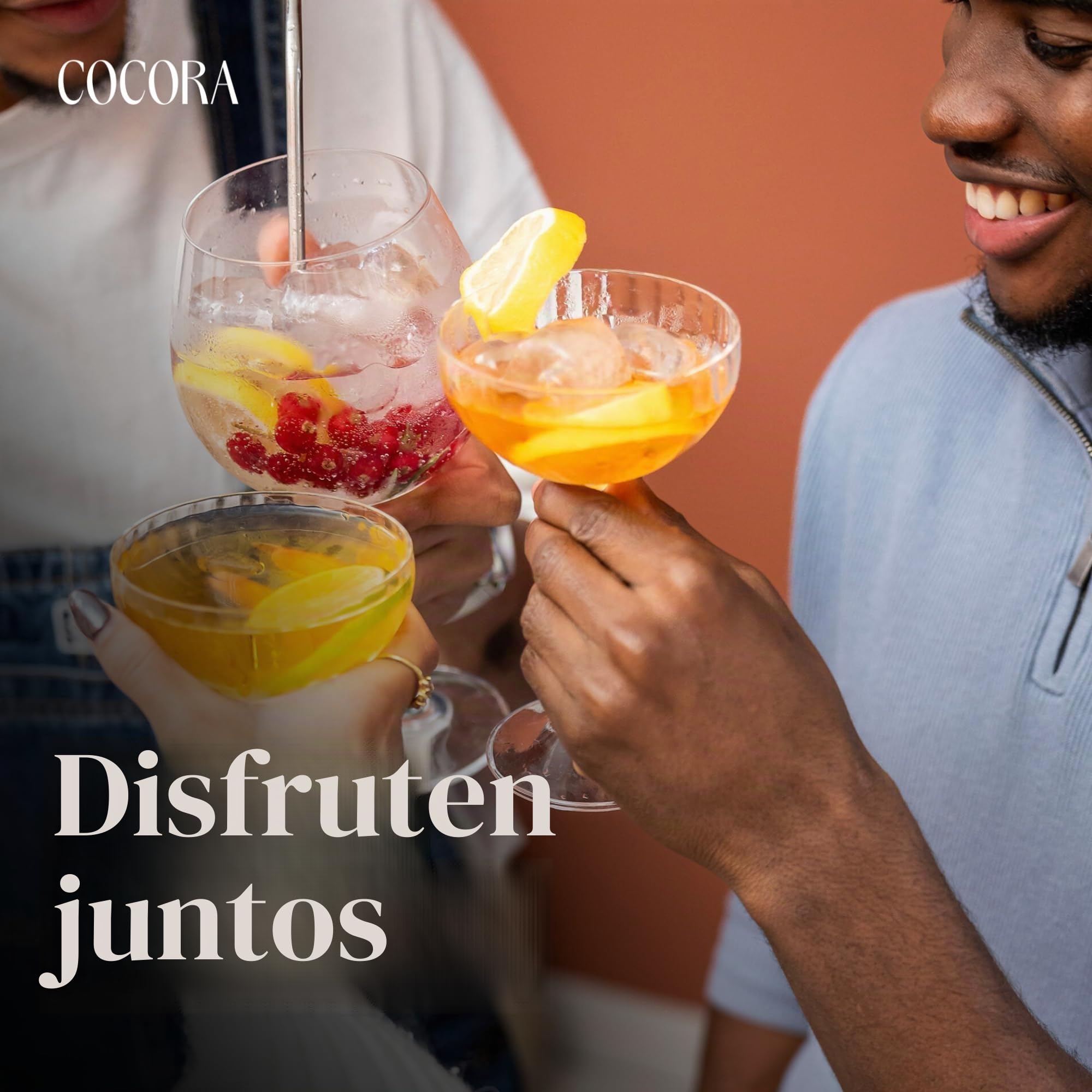 Set de Regalo Cocora Gin-Tonic | Juego de cóctel de 11 Piezas | Accesorios para Ginebra | Copas de cóctel Gin Tonic, Taza medidora, pajitas | Hierbas
