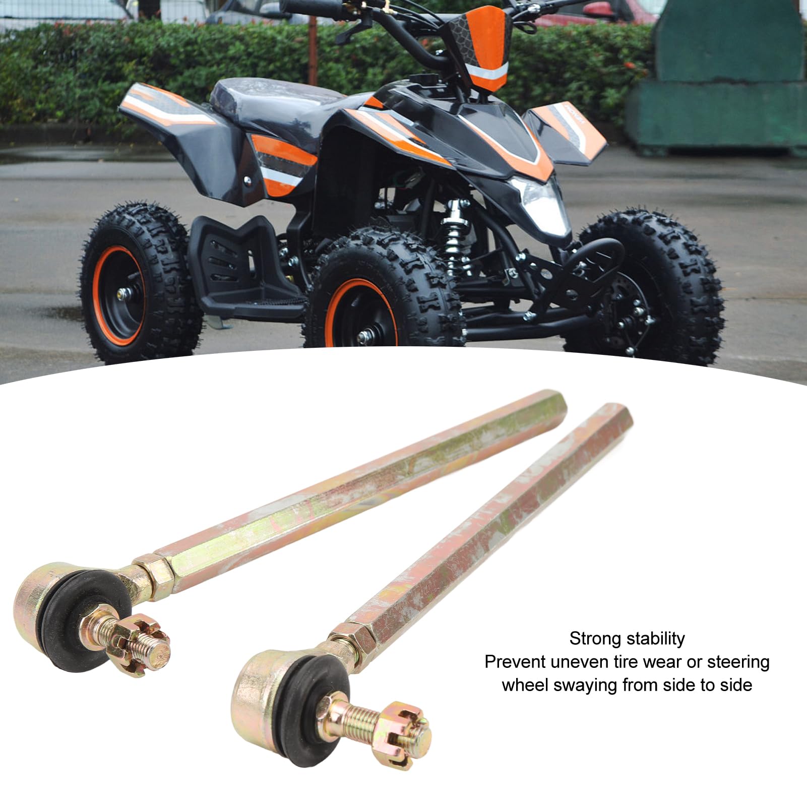 2PCS M10 10 Millimetri Tirante Giunto a Sfera Tirante Testa a Sfera Kit Giunto in Lega di Acciaio Misura per 110cc 125cc 150cc 200cc Quad ATV Go Kart