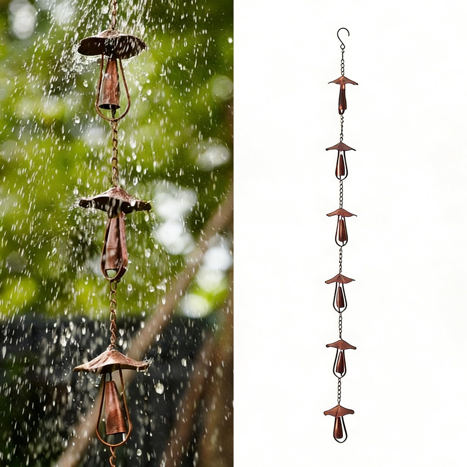 Chaîne de pluie décorative en bronze motif fleur, idée cadeau idéale pour les amoureux de jardin