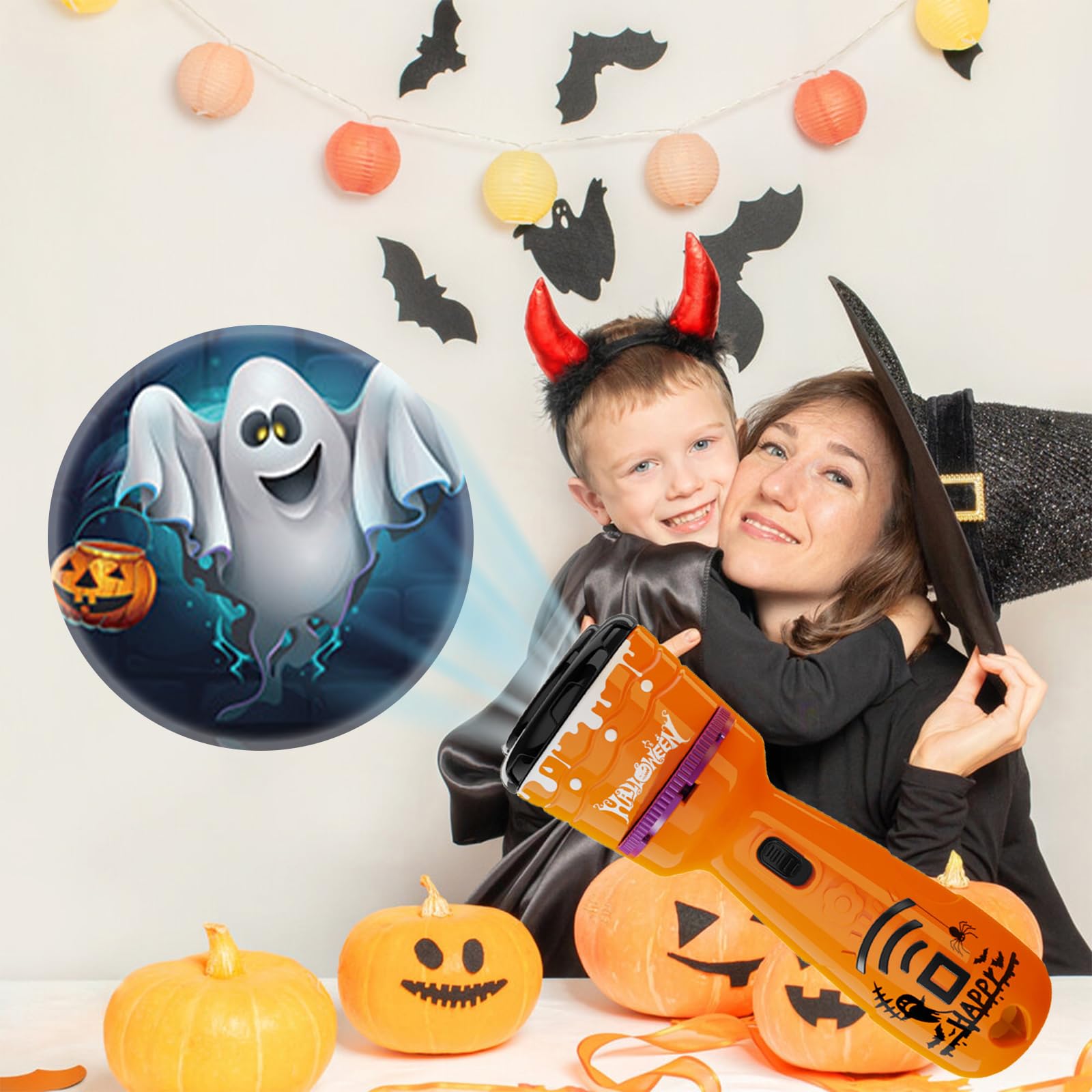 Linterna Proyector,Halloween Niños Proyector linterna,Proyector de Linterna Infantil,Proyector linterna para Niños,con 24 Patrones Diferentes Linterna Proyector de Diapositivas,Vampire,Kürbisse etc