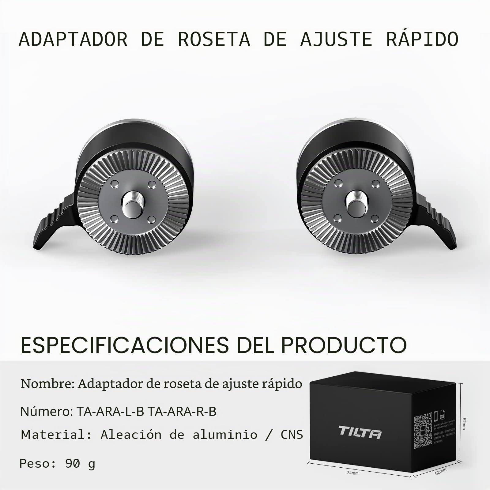 Tilta Adaptador de Roseta de Ajuste rápido Kit de filmación Compatible con Tilta Ligero Aparejo de Hombro, RS2/RS3 Pro Gimbal - Negro（Un par） TA-ARA-P-B