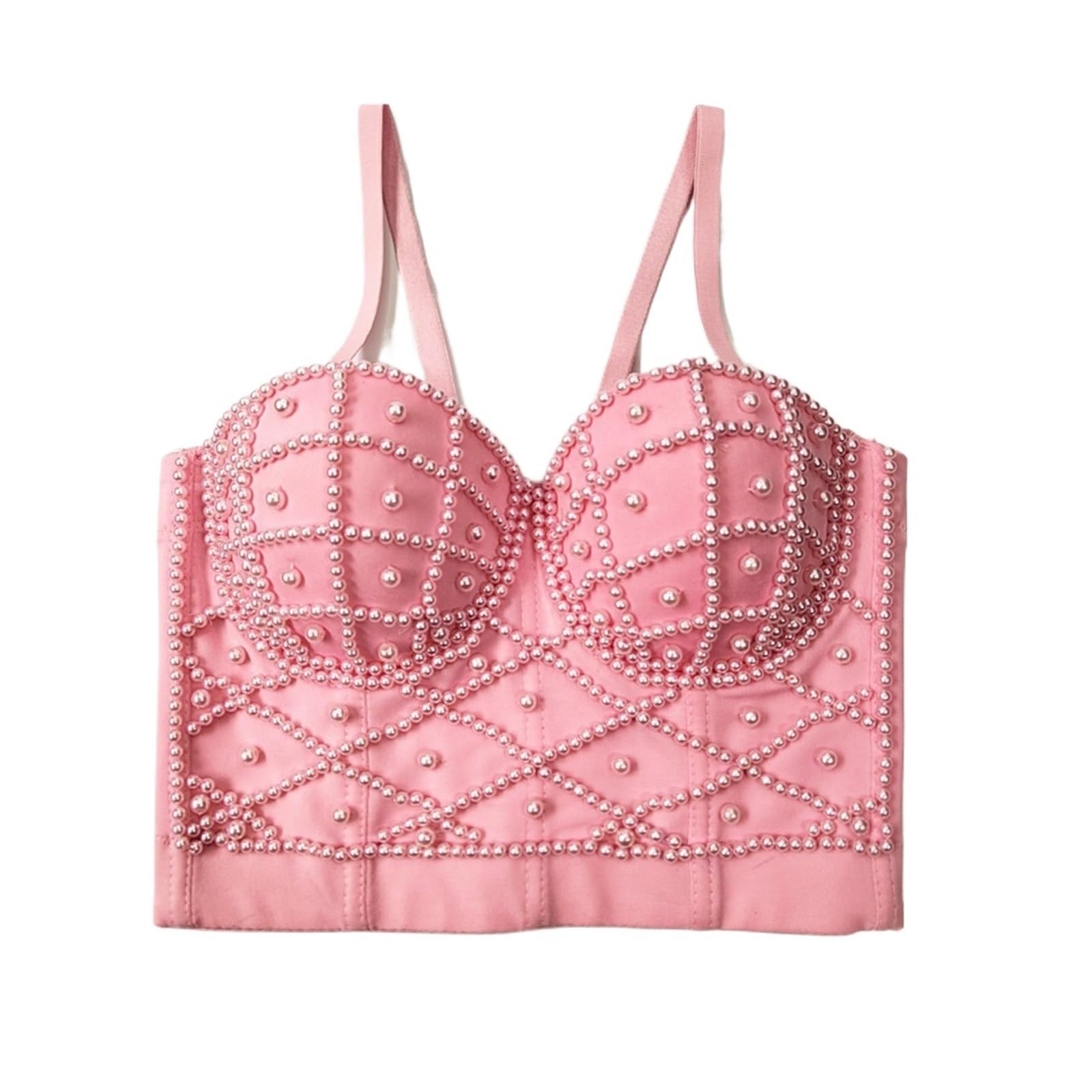 Top Brillantinato Donna Corsetto di Tendenza Femminile Top da Donna Crop Top Push Up Reggiseno a Tubo Nightclub Perla Corto Fascia Toracica Canotta Sexy