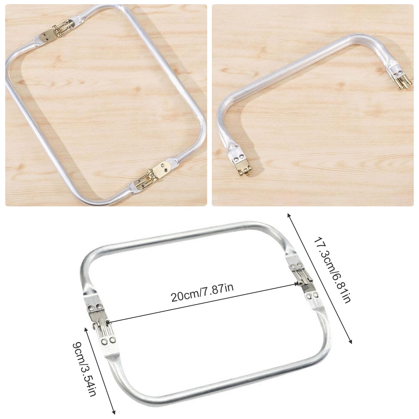 Set 2 Telai In Alluminio Per Borse Uncinetto – Chiusura A Bacio, Forma A U, Misure 250x95mm E 220x90mm