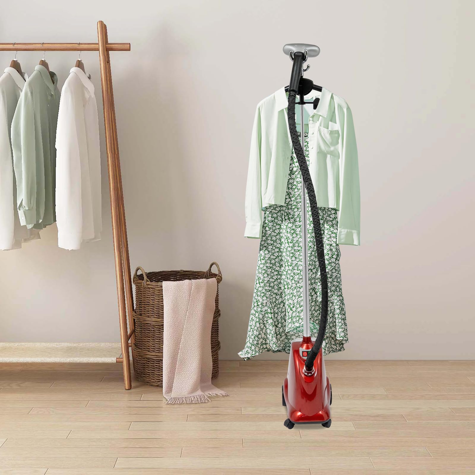 1800W Steam Hanging Press, Clothes Vertical Steamer, Roller Vertical Clothing Steamer, Three Adjustable Ironing Machine