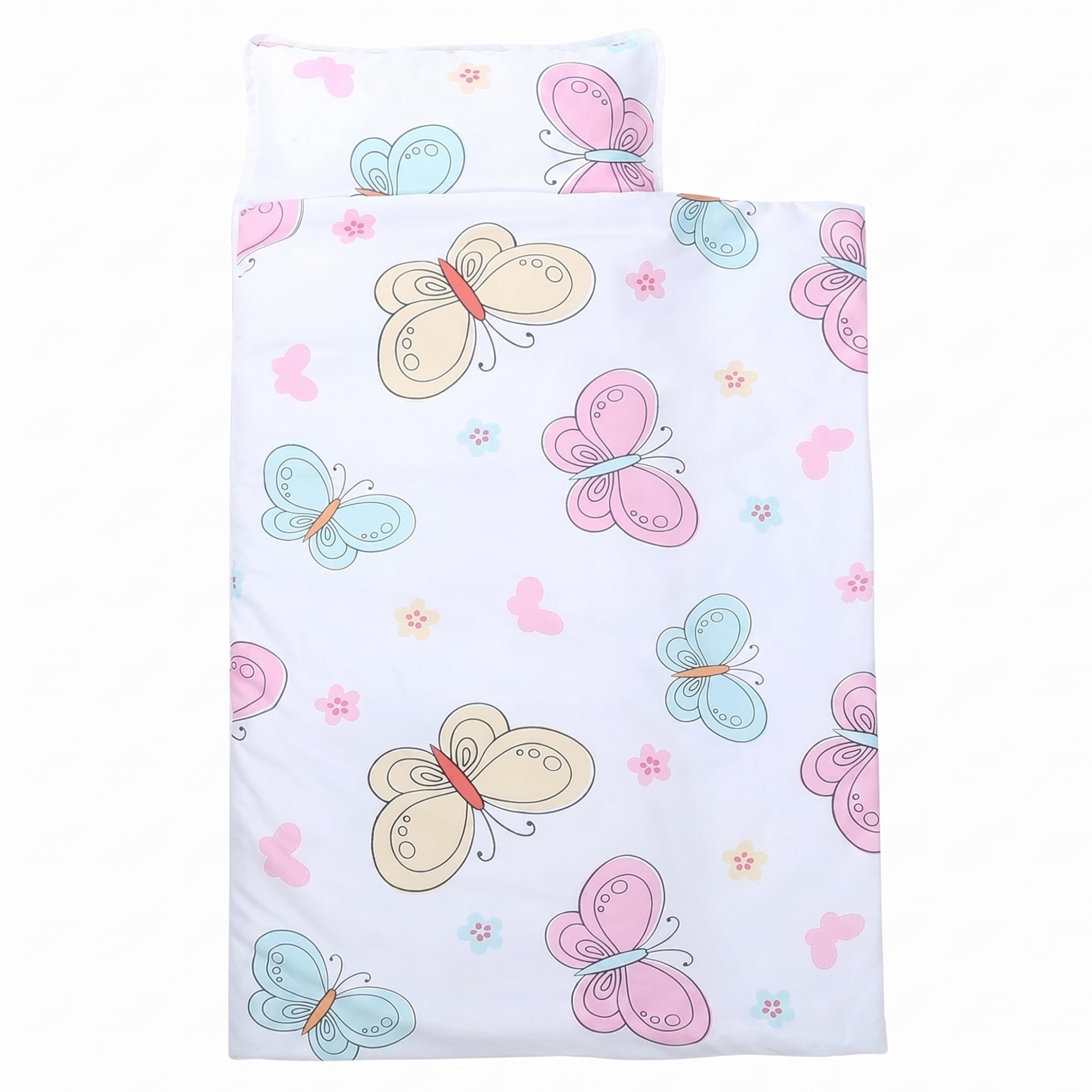 Tsawntd Slumber Bags, Toddler Nap Mat With Pillow, Envelope-style Nap Mats For Daycare, Portable Kids Sleeping Bag for Preschool Kindergarten, Cartoon Butterfly Pattern