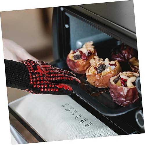 Miniatura 4 de YARNOW 1 par de guantes de silicona para barbacoa, guantes para hornear, guantes de cocina para niños, guantes para barbacoa, guantes para