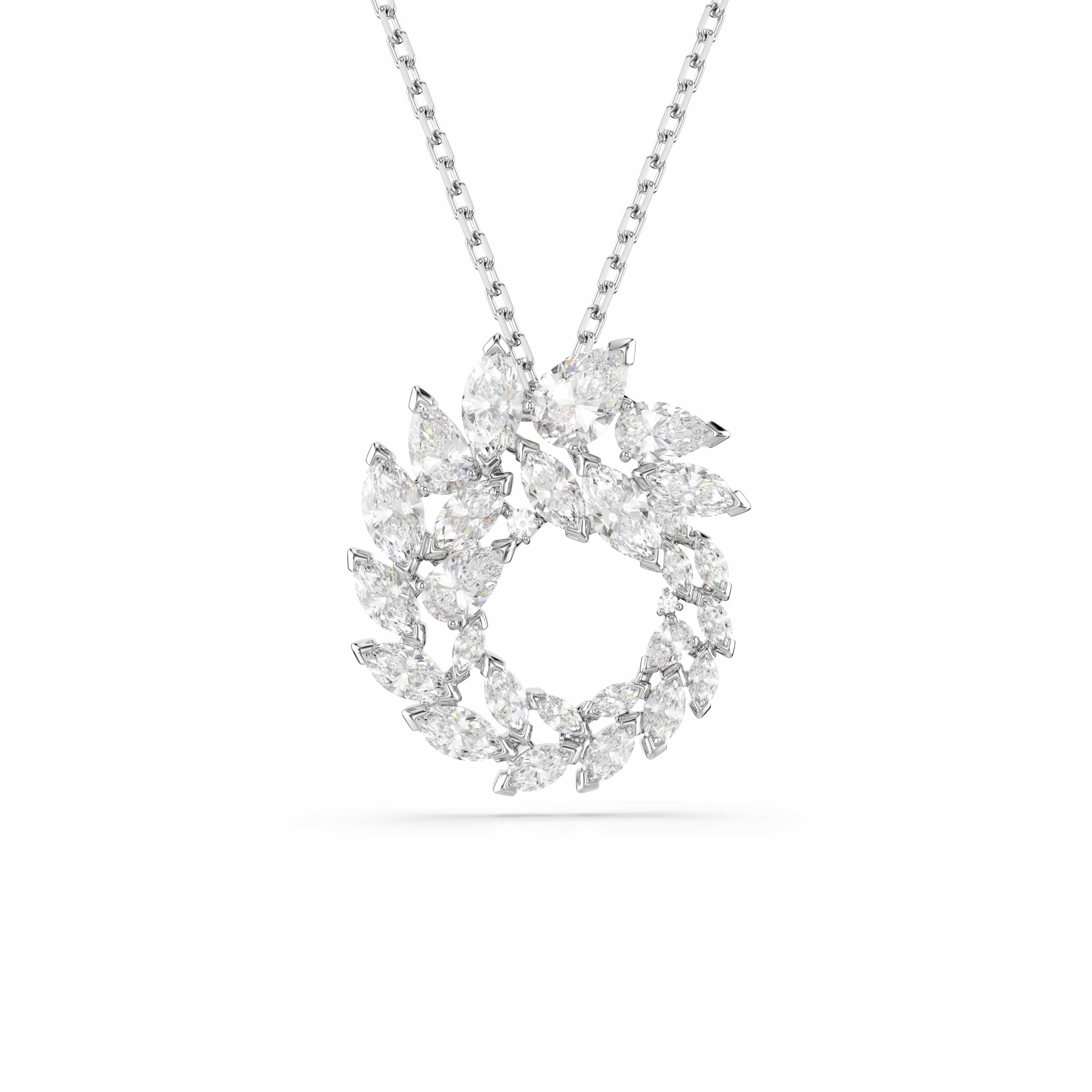 Swarovski White/Silver Mesmera Pendant Necklace With Marquise-Cut Crystal In Rhodium