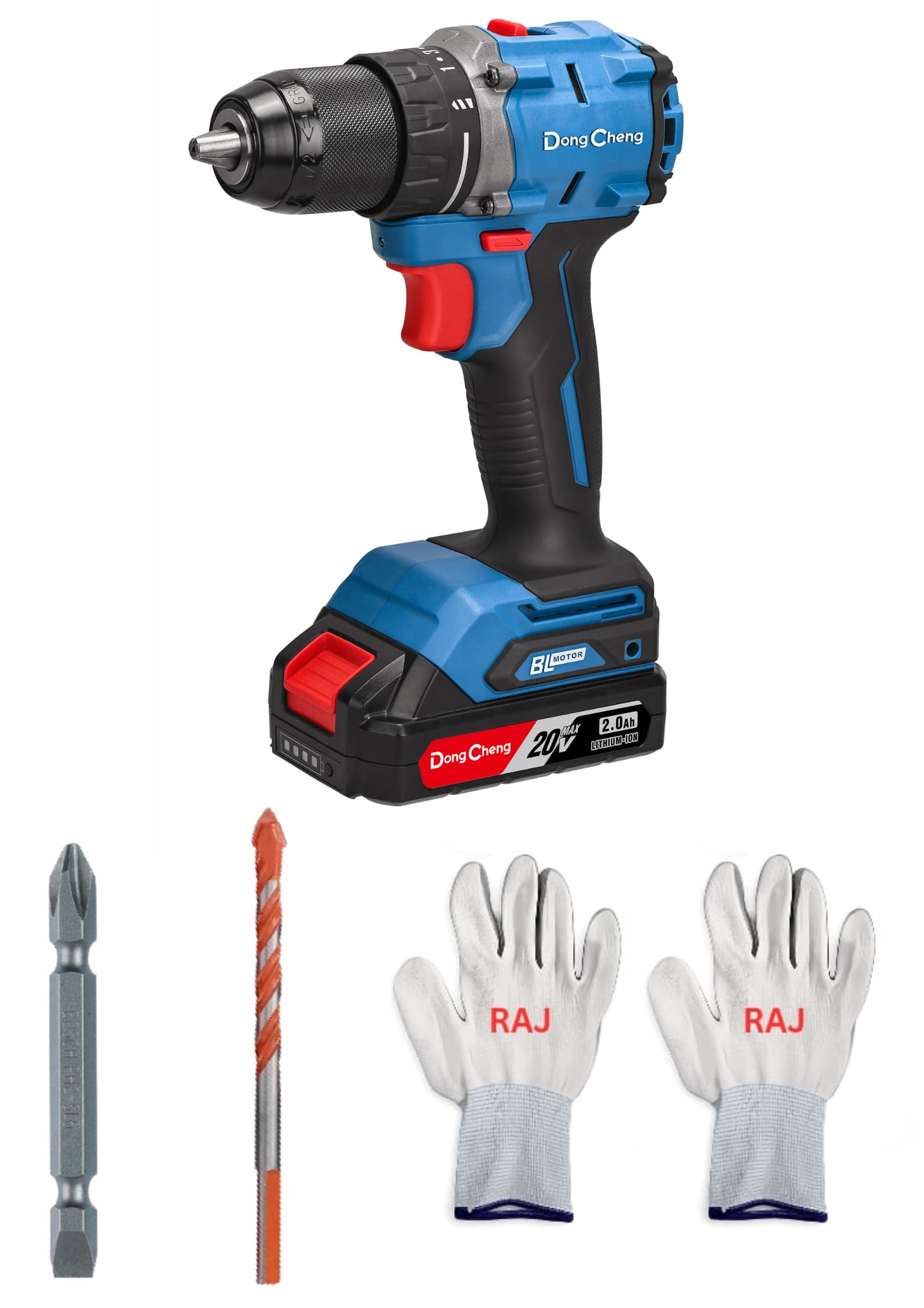 DongCheng Cordless Drill 20 V | 2300 RPM | 2-Speed Mode | 60 N.m Torque | 2 x Lithium-Ion Battery | 1 x Charger | 1 x Drill Bit | 1 x ScrewDriver Bit | 1 x Pair Of Hand Gloves | DCJZ2060 |-image-31