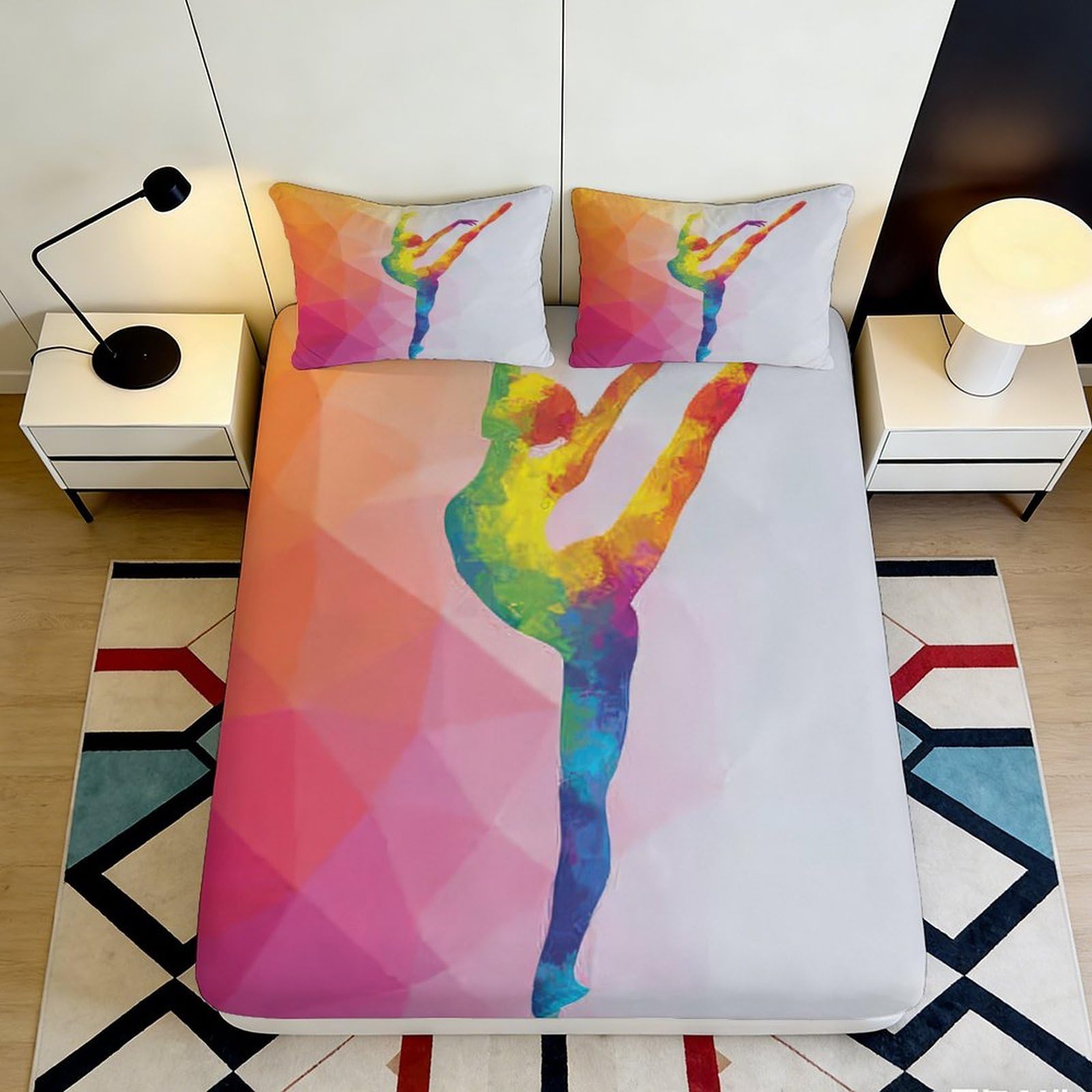 Pnayamiorkfel Style-2 3D Printed Colorful Ballet Fitted Sheet Microfiber Soft Dance Art Mattress Cover For Bedroom Dorm Decor Easy Care 90X200x25cm
