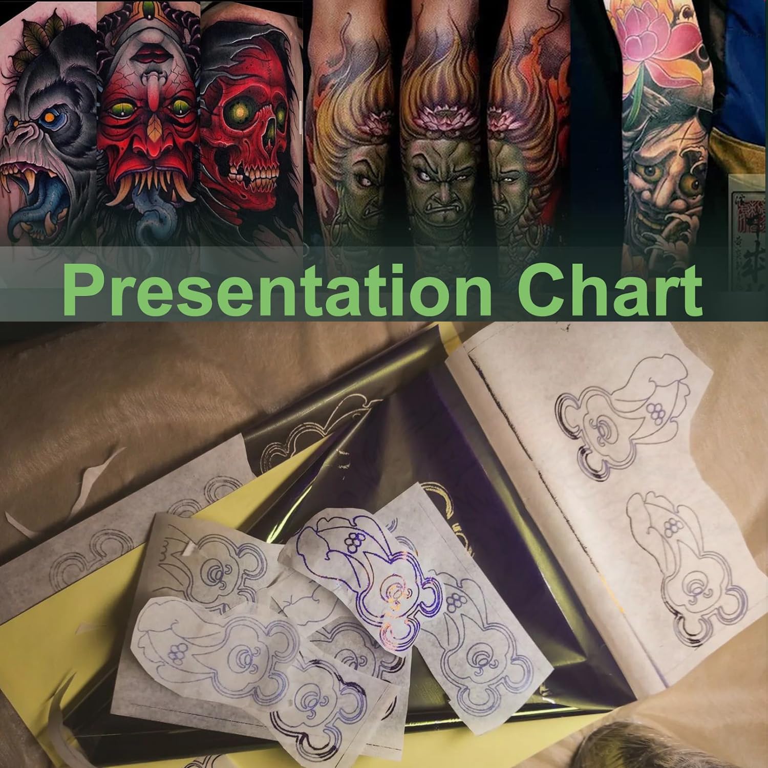 Unihuby 50pcs Tattoo Transfer Paper A4 Tattoo Stencil Paper TracingPaper 4 Layer TattooPaper Stencil, Multicolor, 50Pcs Paper - Image 2