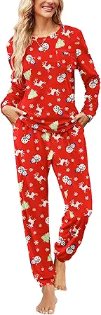 Ekouaer Womens Pajamas Sets Long Sleeve Soft Sleepwear 2 Piece Velvet Pjs Lounge Sets with Pockets