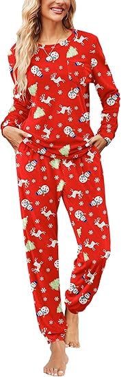Ekouaer Womens Pajamas Sets Long Sleeve Soft Sleepwear 2 Piece Velvet Pjs Lounge Sets with Pockets