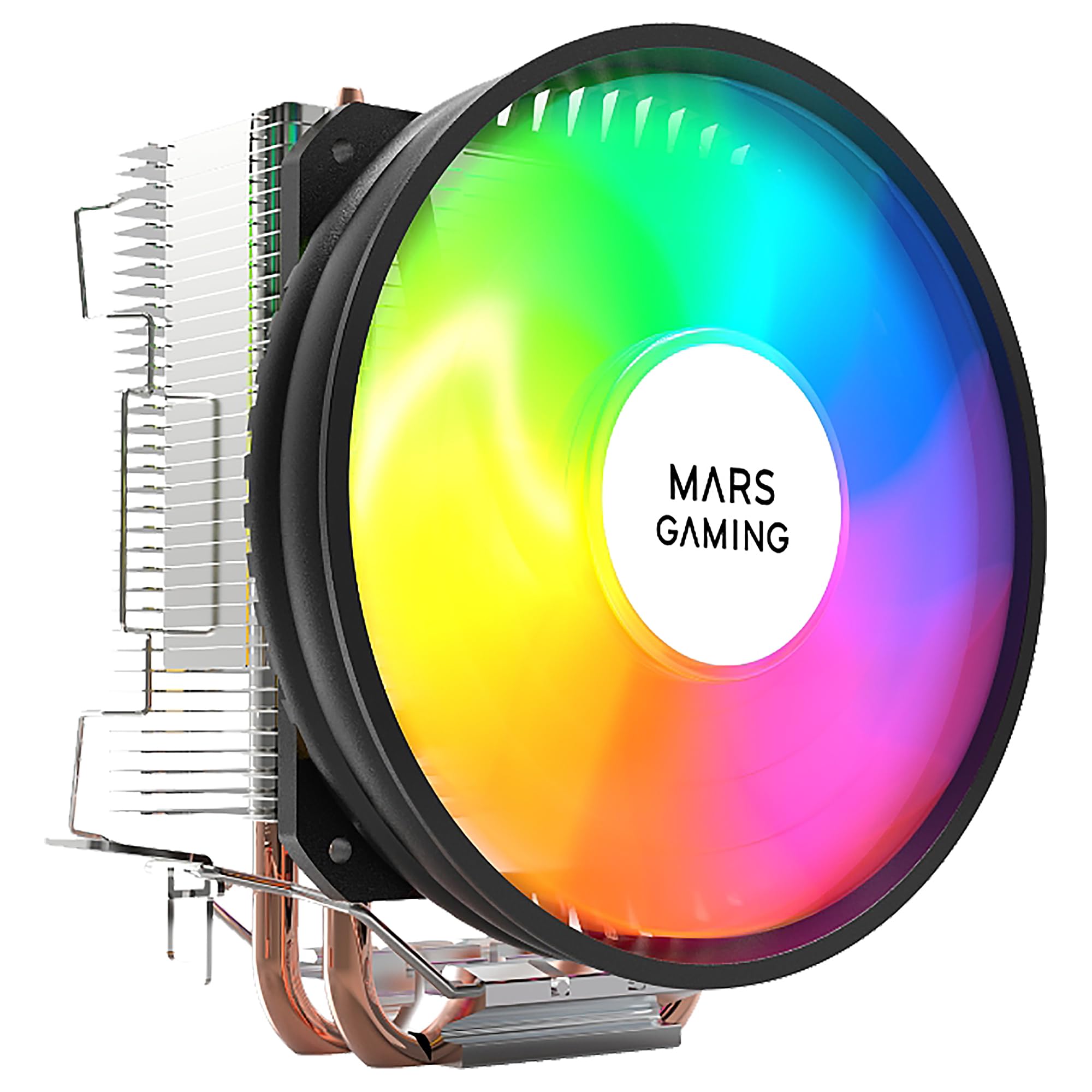 Mars Gaming MCPUARGB, Disipador CPU 130W TDP, 2x Heatpipes HCT, Ventilador 90mm Auto CHROMA RGB, Silencioso PWM, Multisocket Intel y AMD - 1