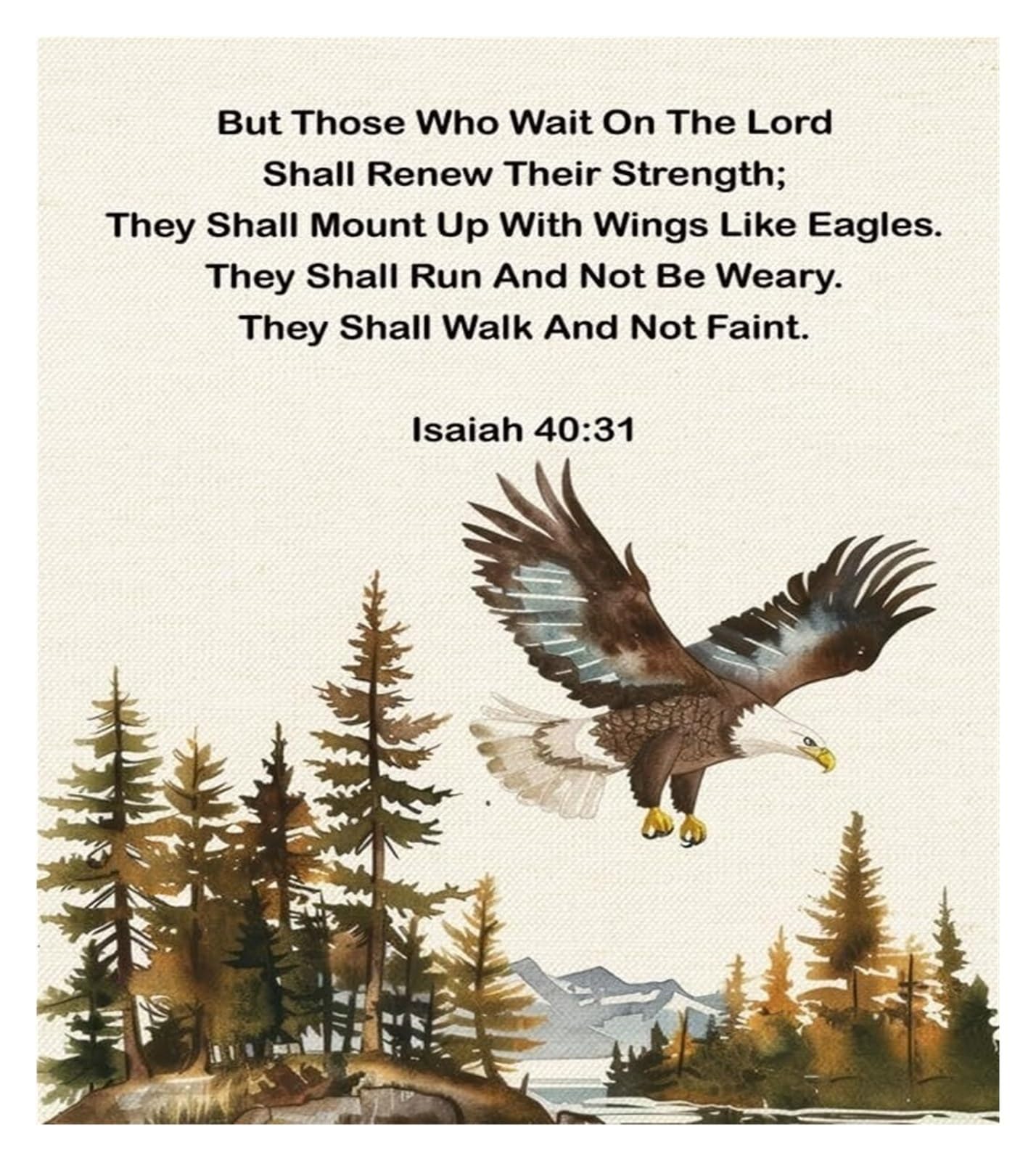 XGINERFEX They Will Soar on Wings Like Eagles Wall-Art, Isaiah 40:31 Bible Verse Canvas Print, Christian Decor for Home Office, Strength & Hope(Framed,16x24inch(40x60cm))
