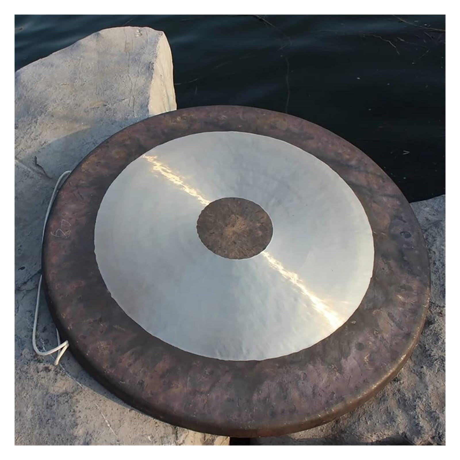 Chau Gong tradizionale da 50 cm, con martello e corda per appenderlo, in bronzo, per meditazione, yoga e musica