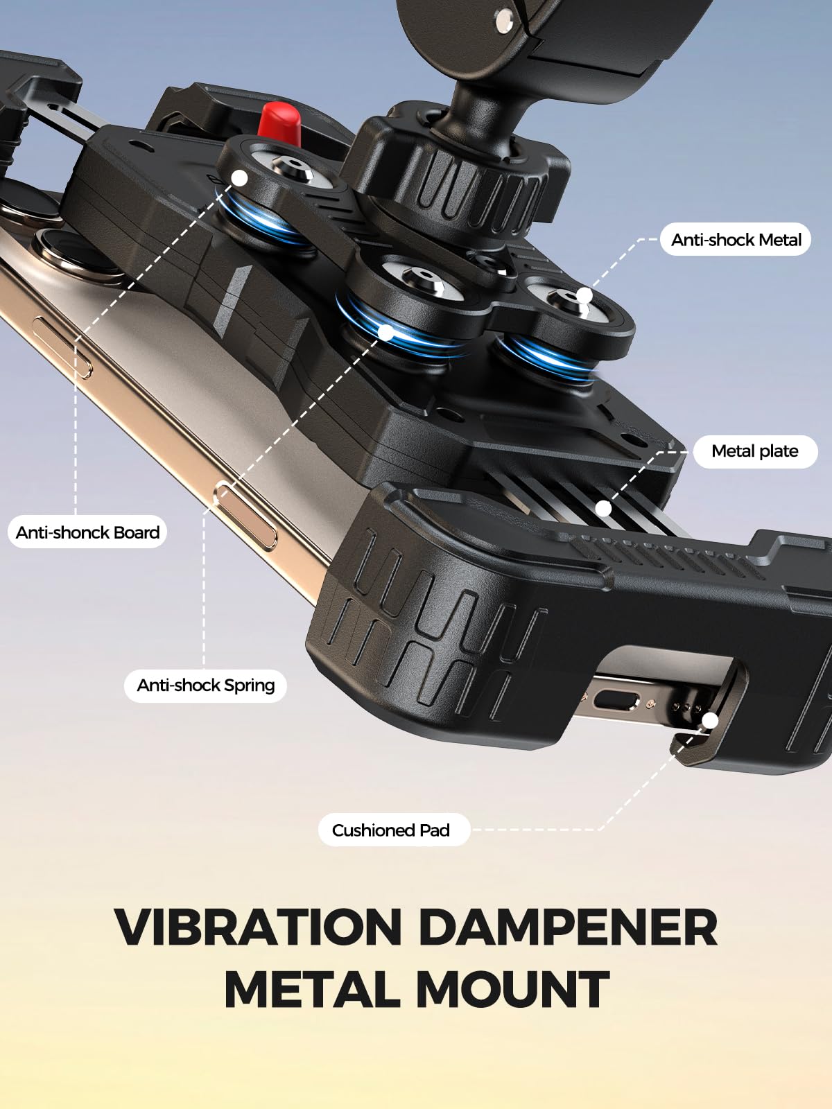 Bovemanx Motorcycle Phone Mount Holder, [150mph Wind Anti-Shake][7.2inch Big Phone Friendly] Bike Phone Holder, Motorcycle Handlebar Cell Phone Clamp, Compatible with iPhone 16 Pro Max, Tangerine