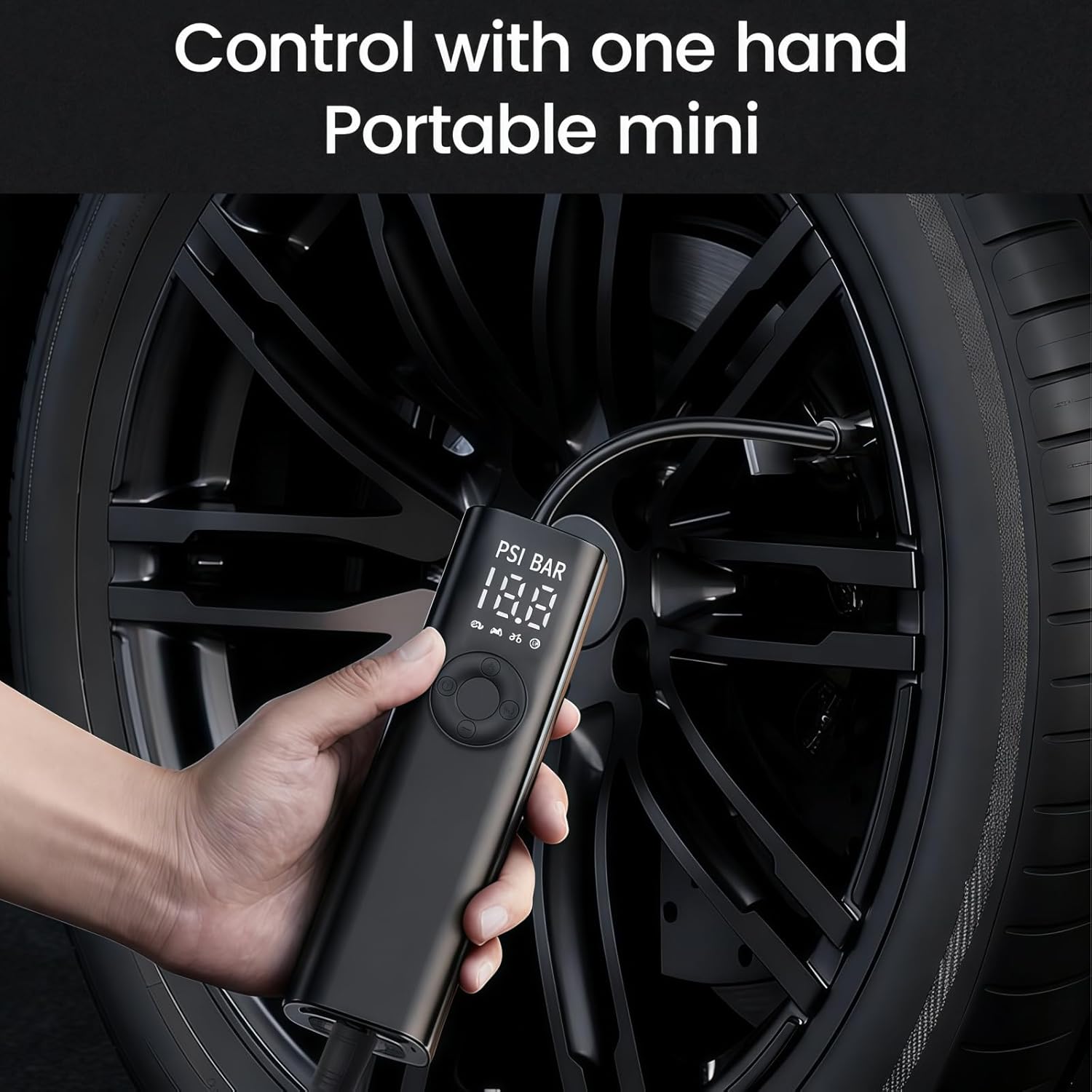 Mini Tire Inflator Portable Air Compressor, 150PSI 12V DC Corded Car Tire Pump, Batteryless Electric Air Pump with Digital Pressure Gauge, Auto Shut-Off, LED Light for Car, Motorcycle, Bicycle