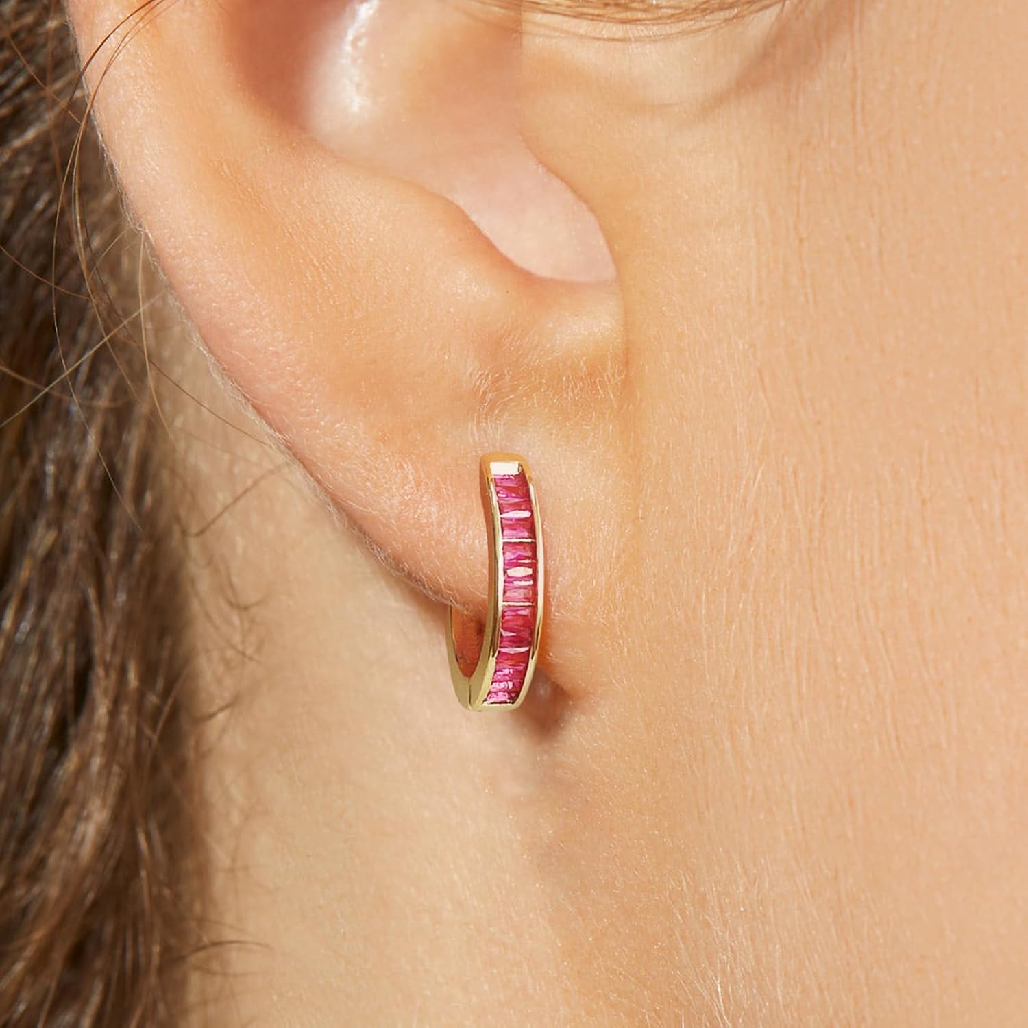 14K Gold Huggie Earrings for Women Silver Huggie Hoop Earrings Cubic Zirconia Huggie Earrings Stud Earrings Lightweight Dainty Hypoallergenic Earrings Jewelry Gifts - Image 2