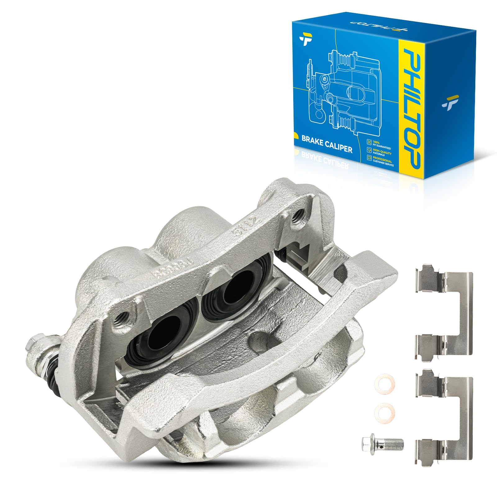 PHILTOP Front Right Brake Caliper w/o Pads Compatible with 2008-2023 TITAN, 2006-2023 Armada, 2014-2023 QX80, 2007-2013 QX56, OE# 19-B3338, Replacement Disc Brake Caliper Assembly