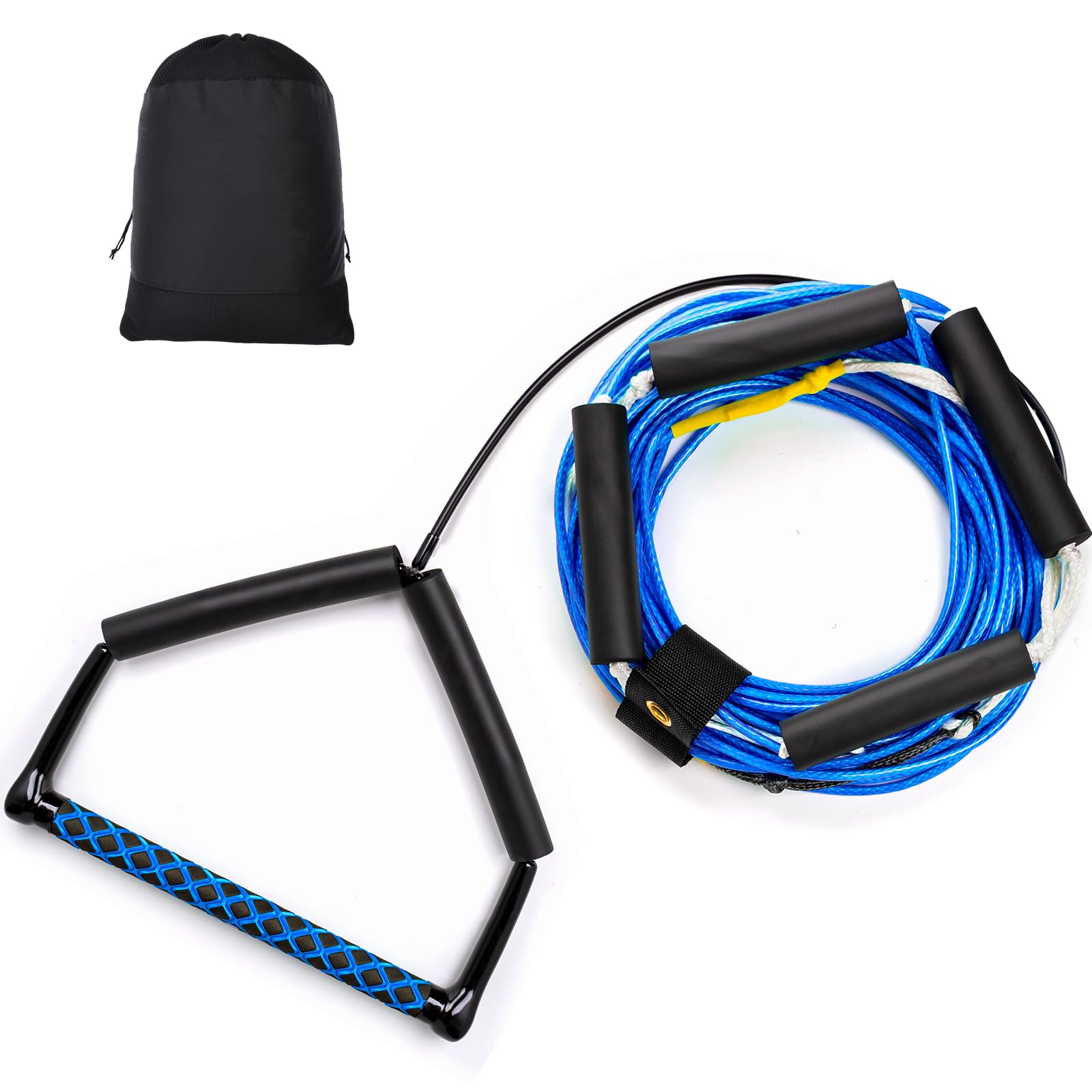 ASVAEVAS 75FT Wakeboard Rope and Handle, No Stretch Dyneema Wakeboard Tow Rope, 4 Sections Floating Water Ski Ropes for Wakeboarding, Waterskiing, Kneeboarding and Wakesurfing