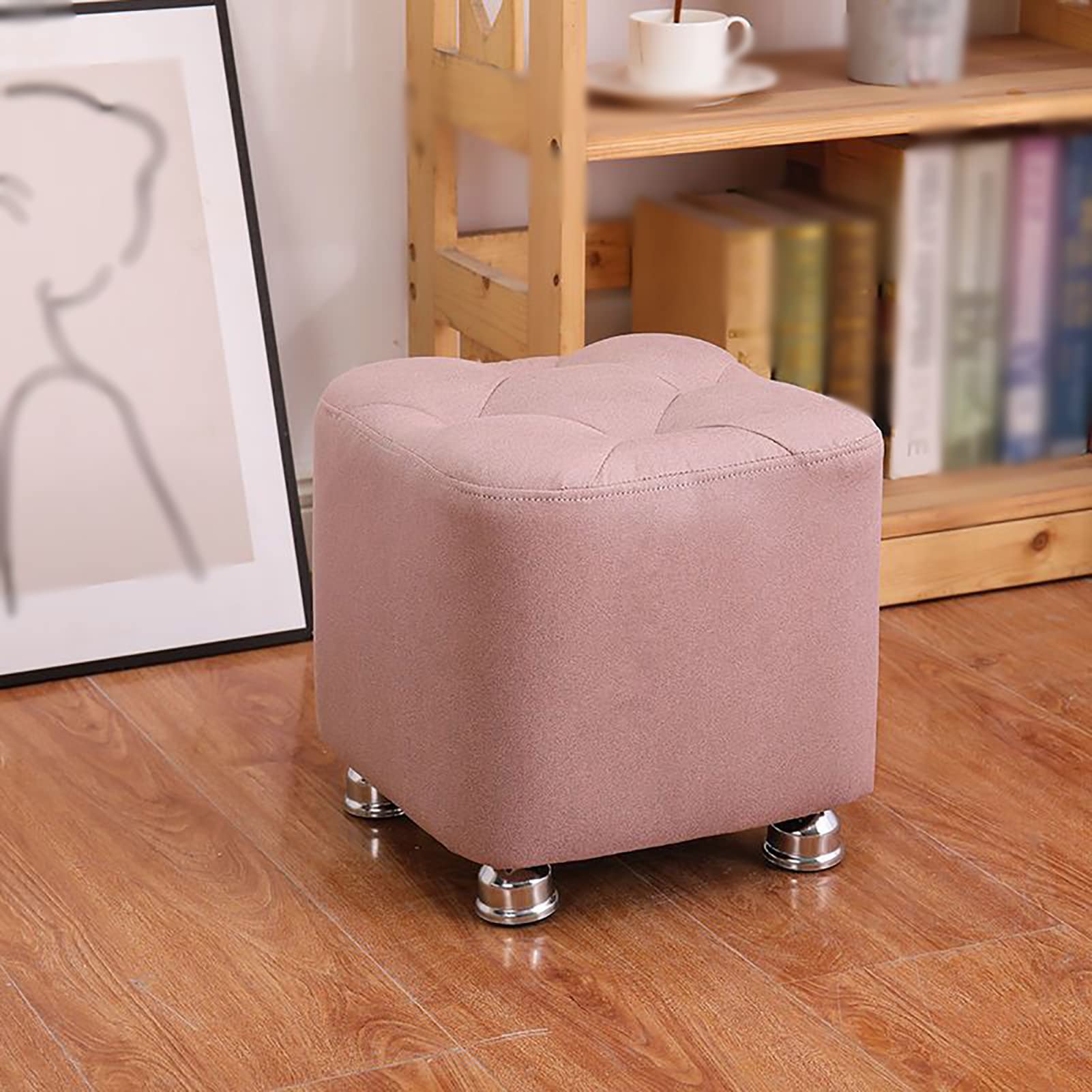 Tabouret sous le bureau avec siège rembourré et repose-pieds ottoman rose 32cm