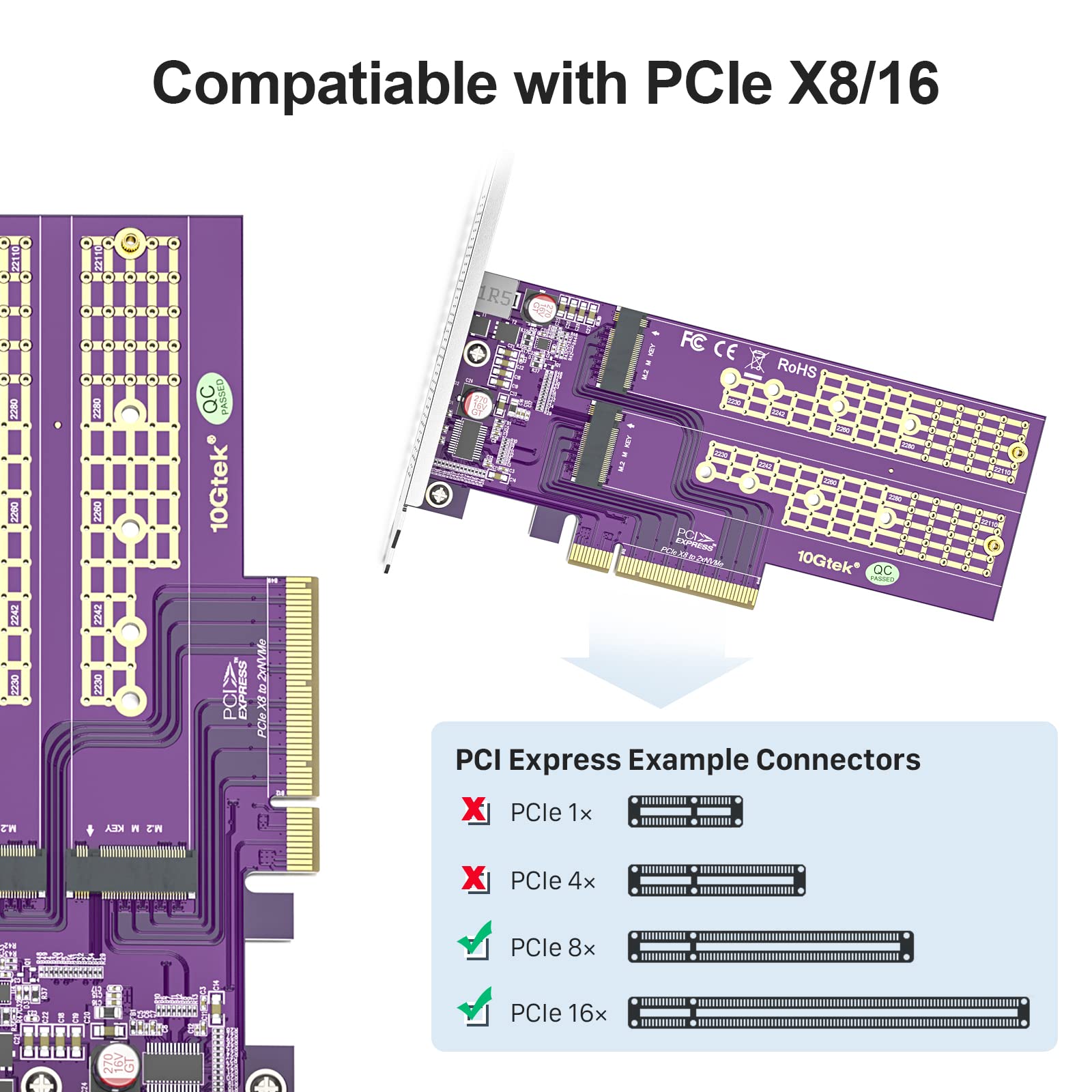 驚速【整備済み】第8i3 M.2SSD512G M8G Win11Off2021 Amazon.com: Dual M.2 NVMe PCIe 3.0 x8 Adapter Card, Supports 22110