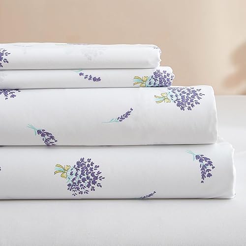 Juego de sábanas de tamaño California King de 4 piezas, color blanco, sábanas de bolsillo extra profundo, sábana encimera suave, sábanas