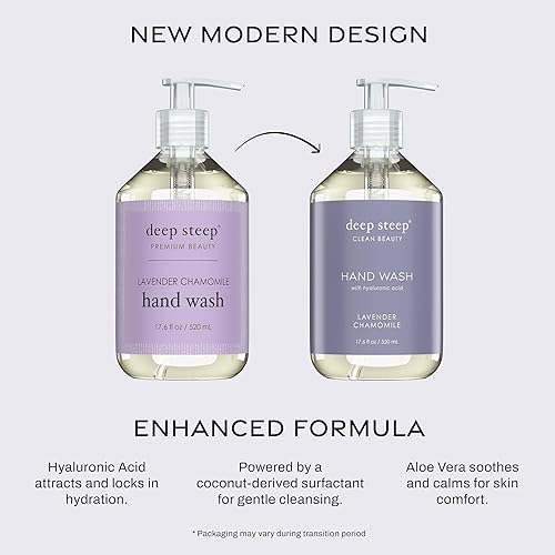 Miniatura 3 de Deep Steep Jabón Líquido para Manos, Lavanda y Manzanilla, 17.6 oz  Limpiador Hidratante con Aceite de Oliva, Aloe Vera, Glicerina y Ácido