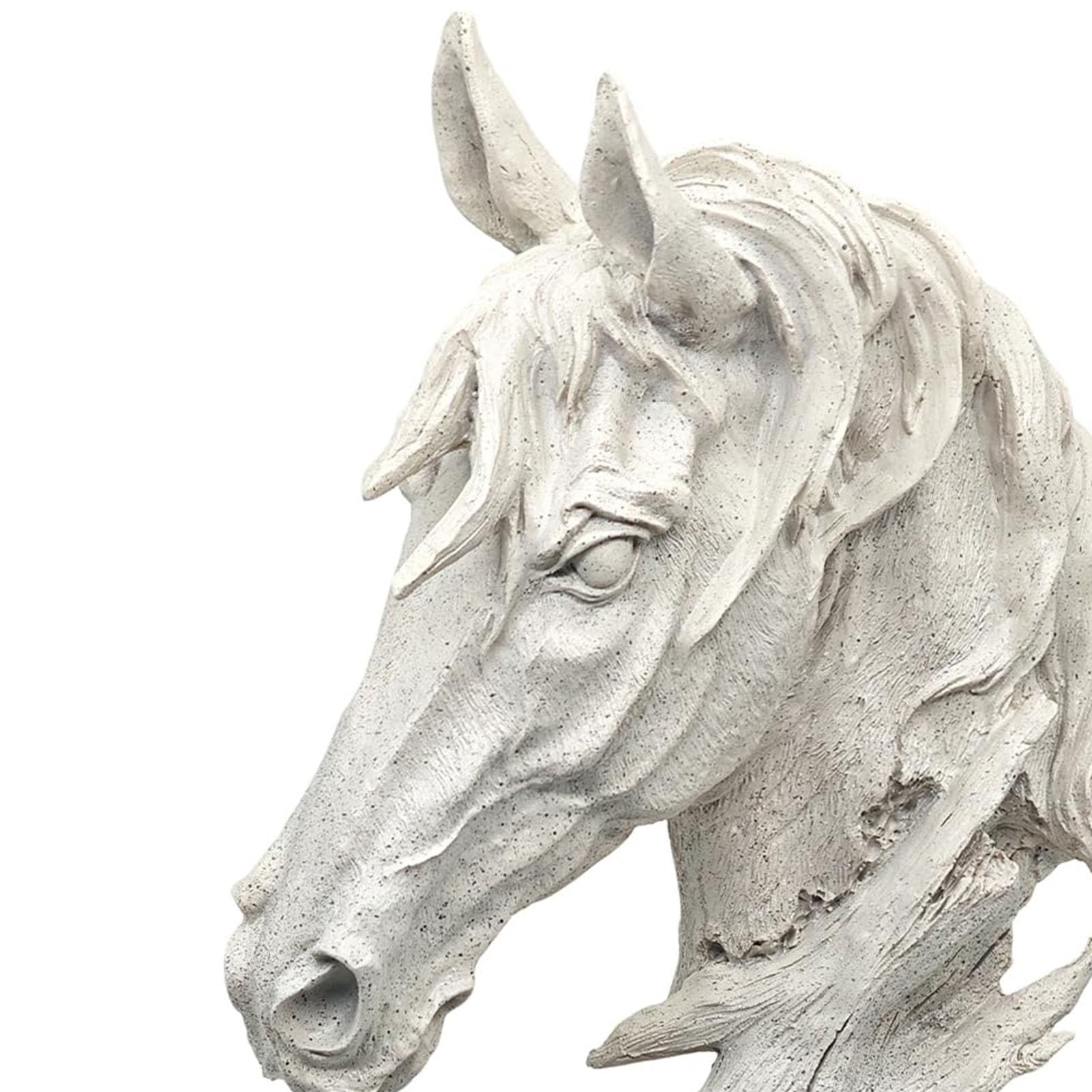 Escultura de Resina de Estatua de Cabeza de Caballo con Acabado de Piedra