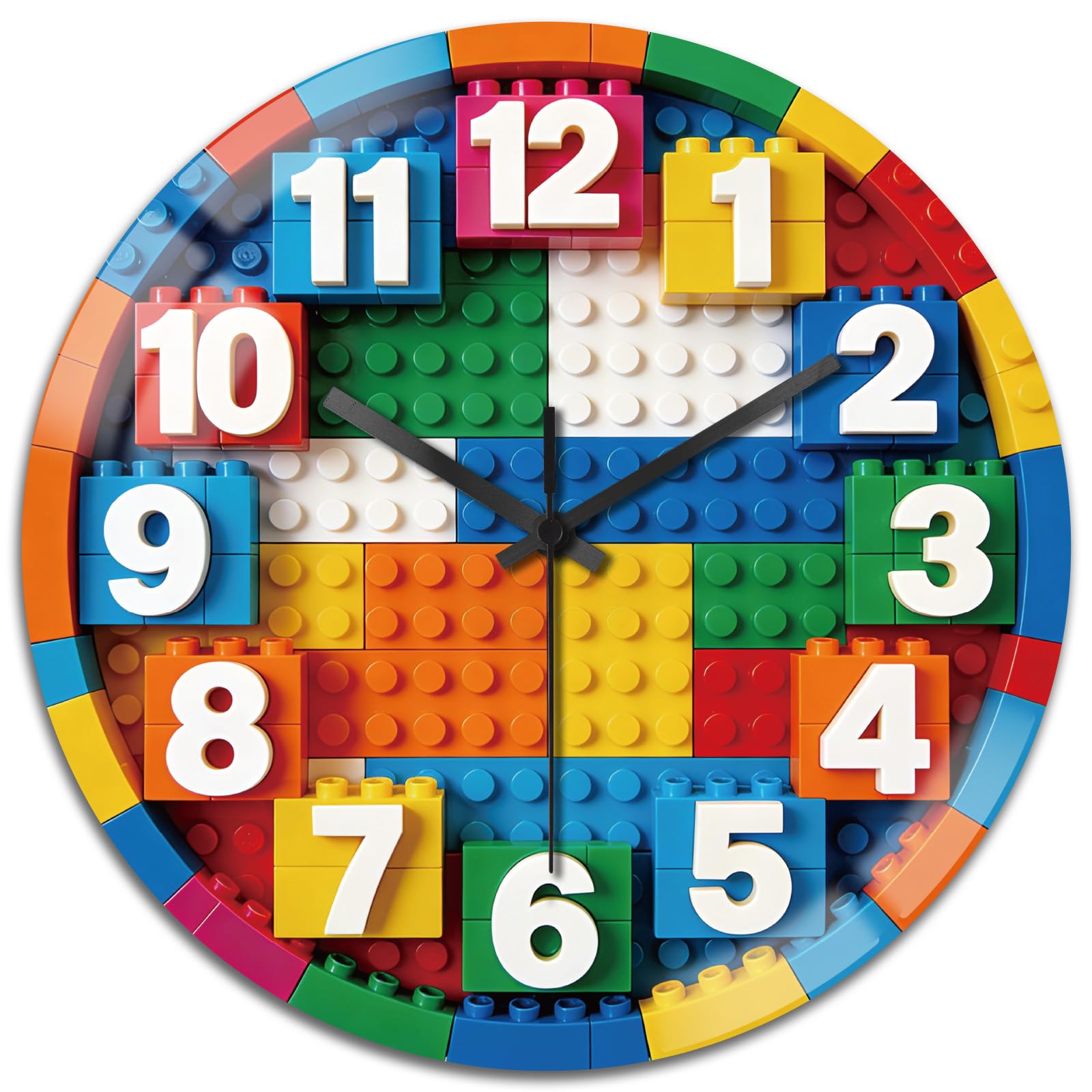 Horloge murale ronde peacoblue de 30,5 cm en verre coloré sans tic-tac